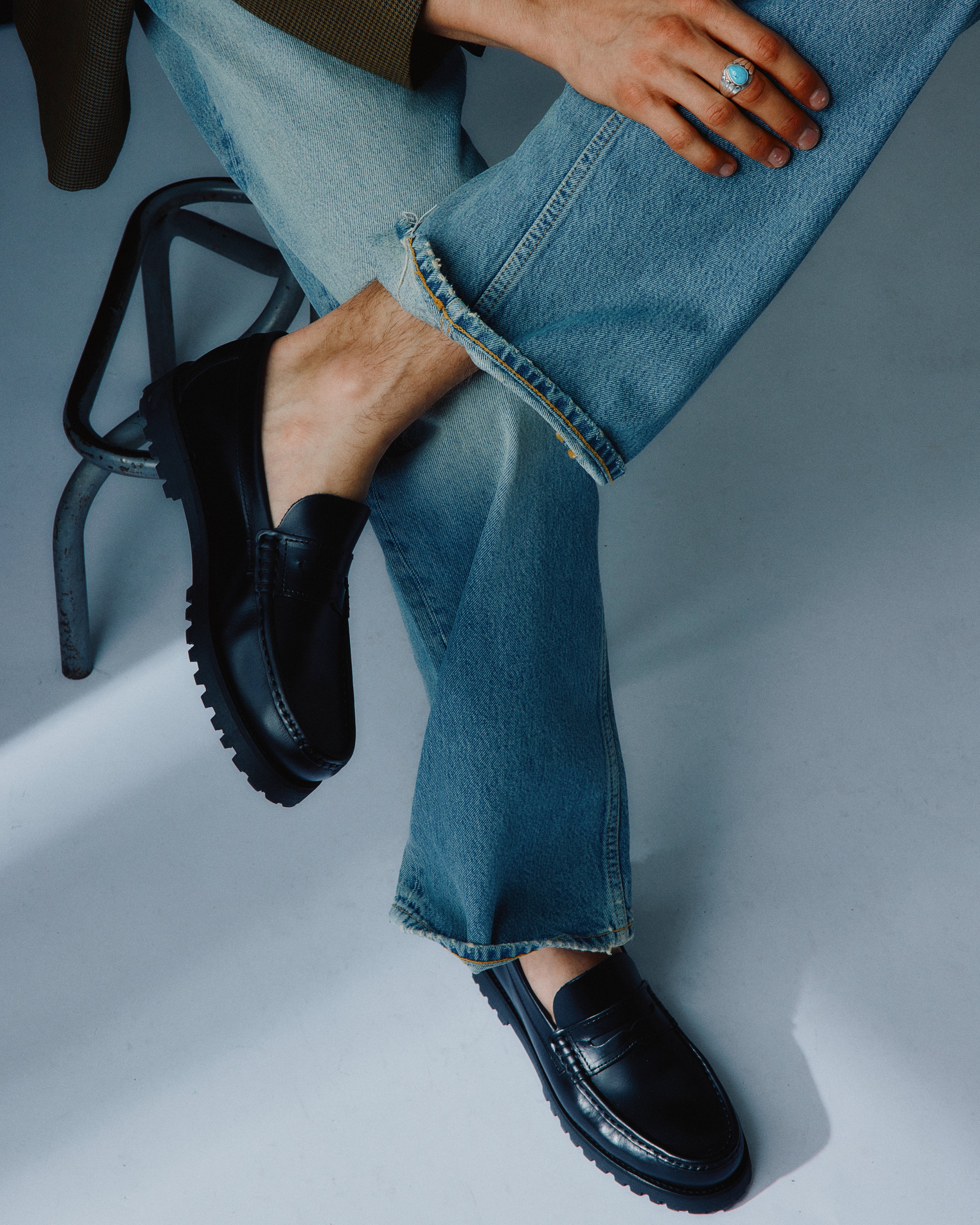 Lee loafer close up on model