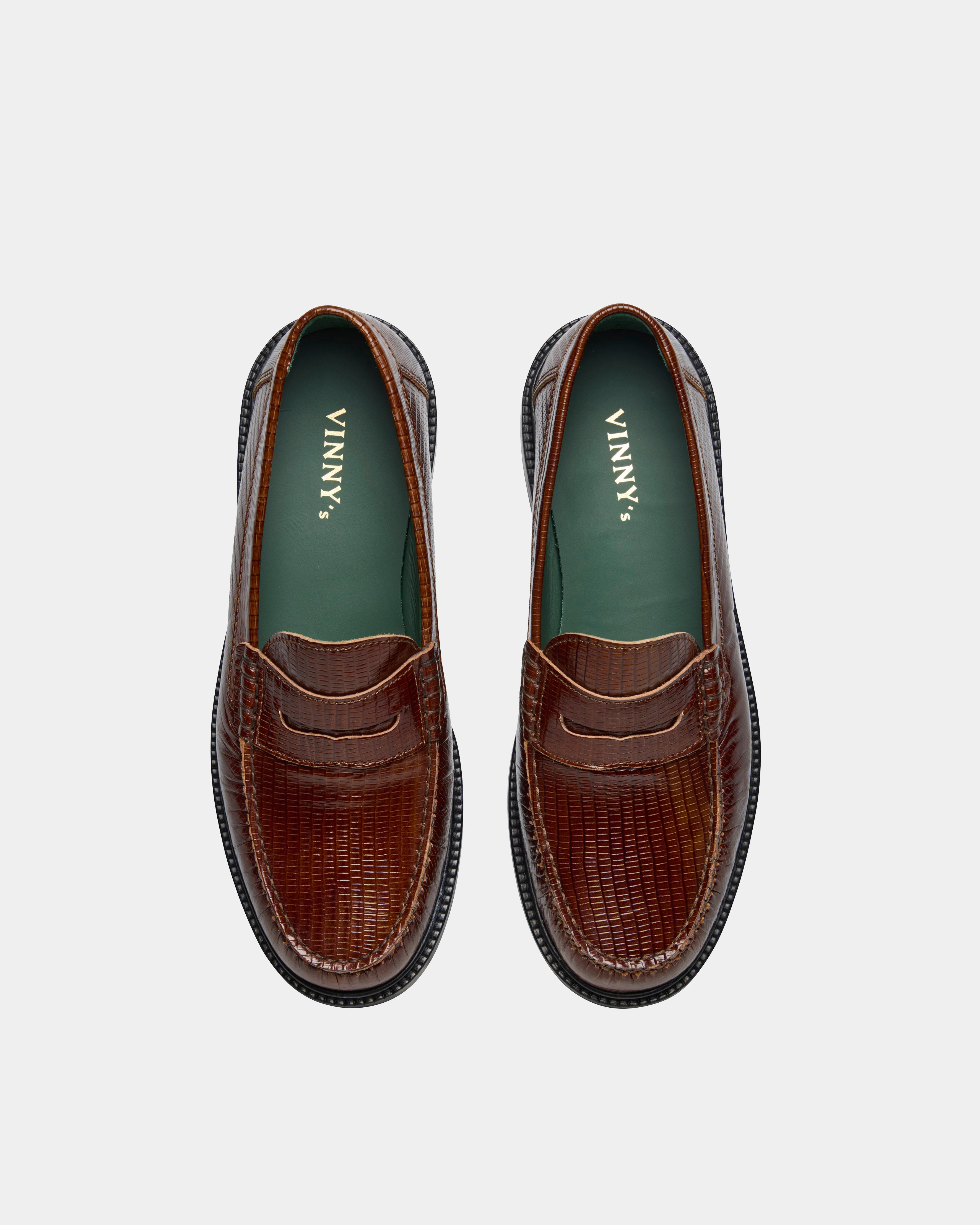 yardee brown lizard loafer