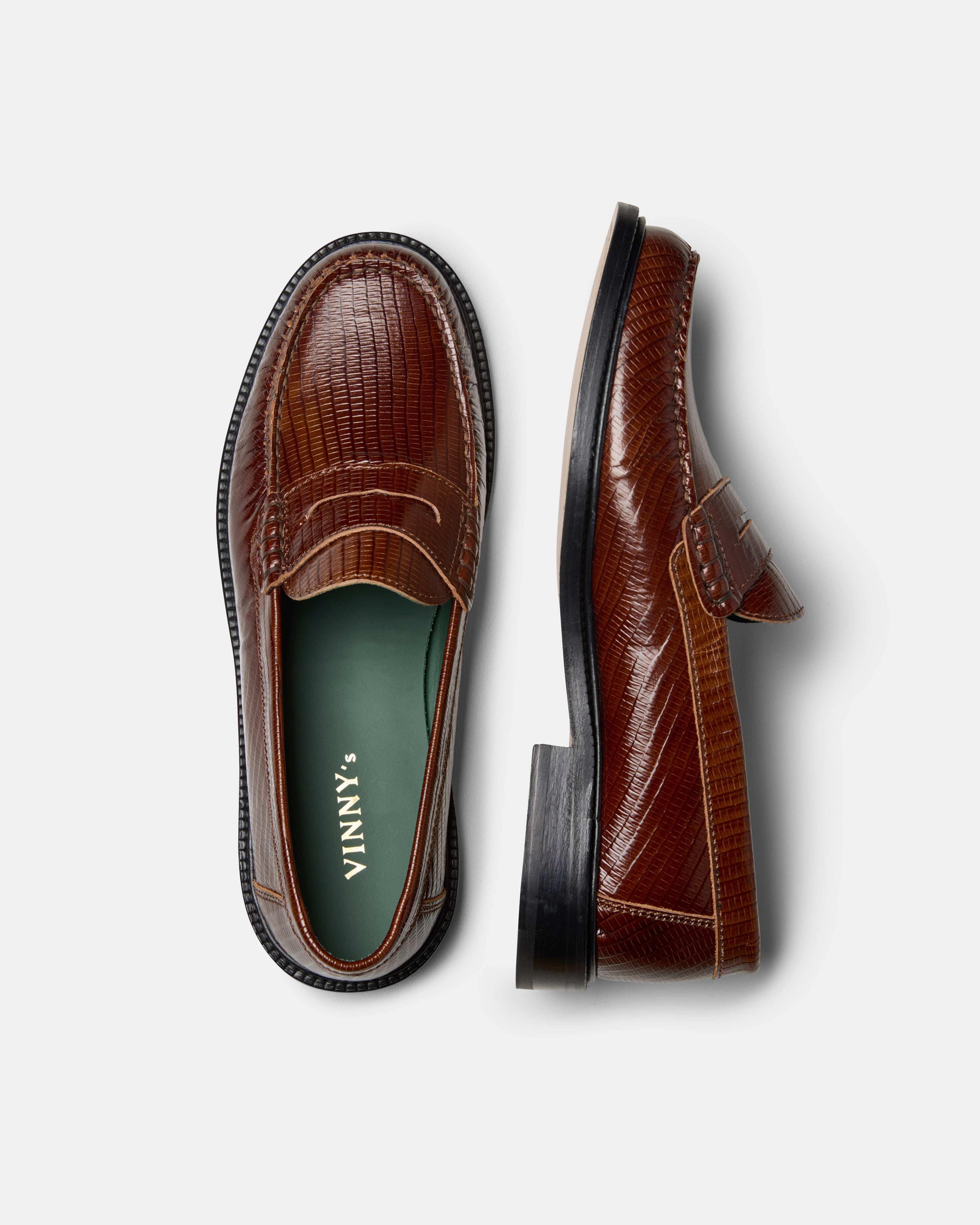 yardee brown lizard loafer