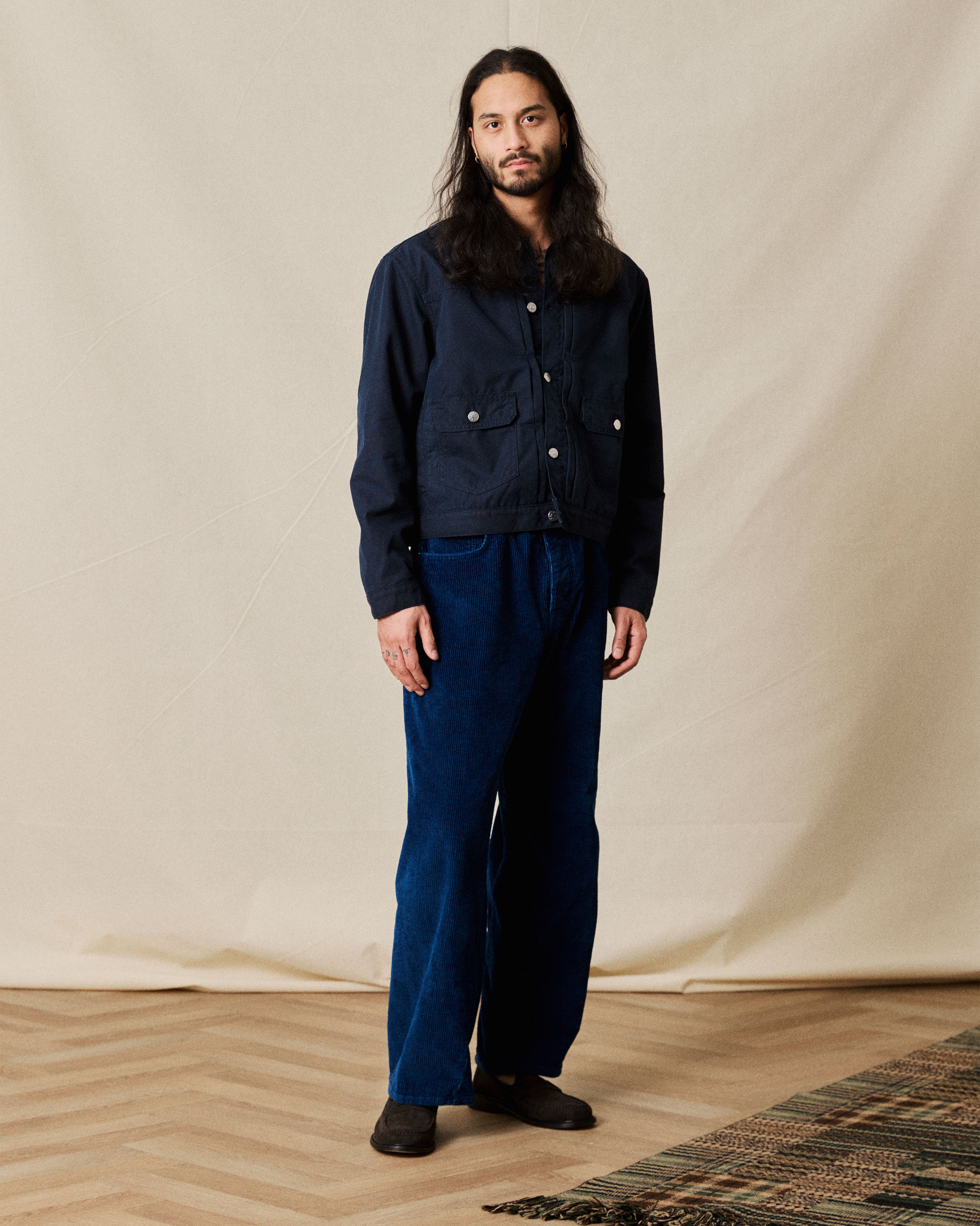 yardee in brown suede on model