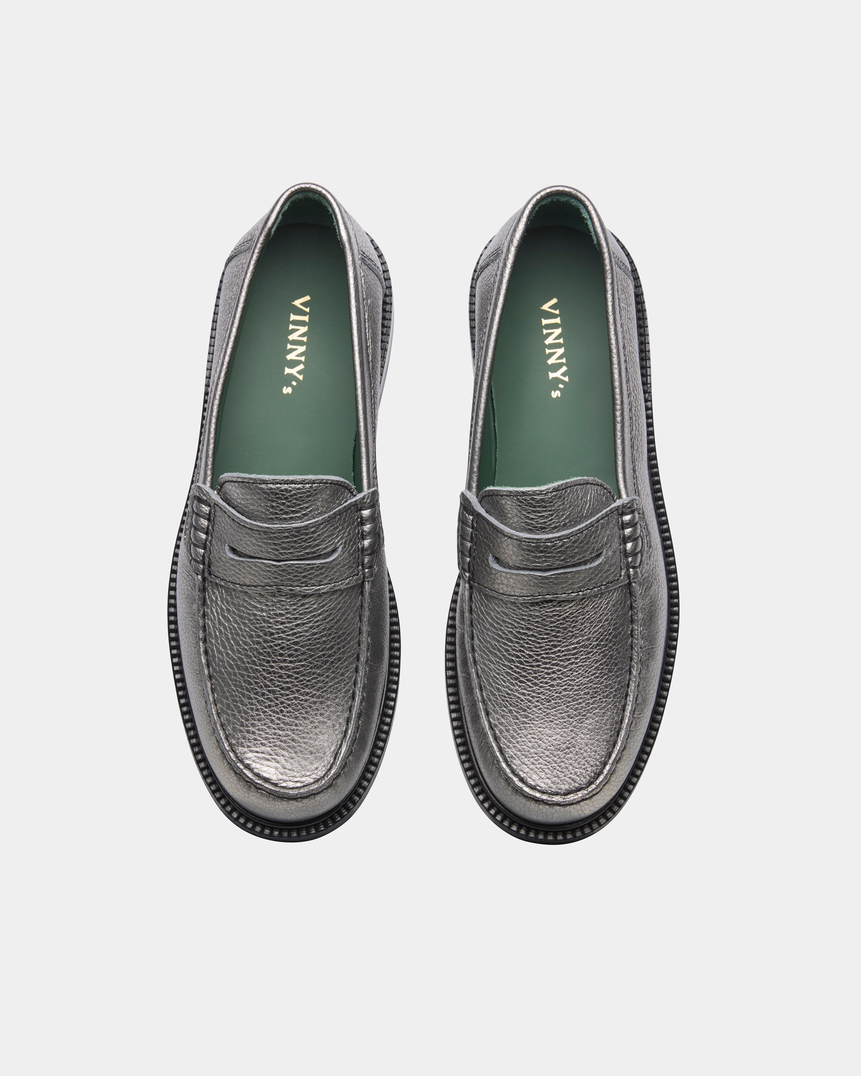 Yardee Moccasin Loafer in silver from the top