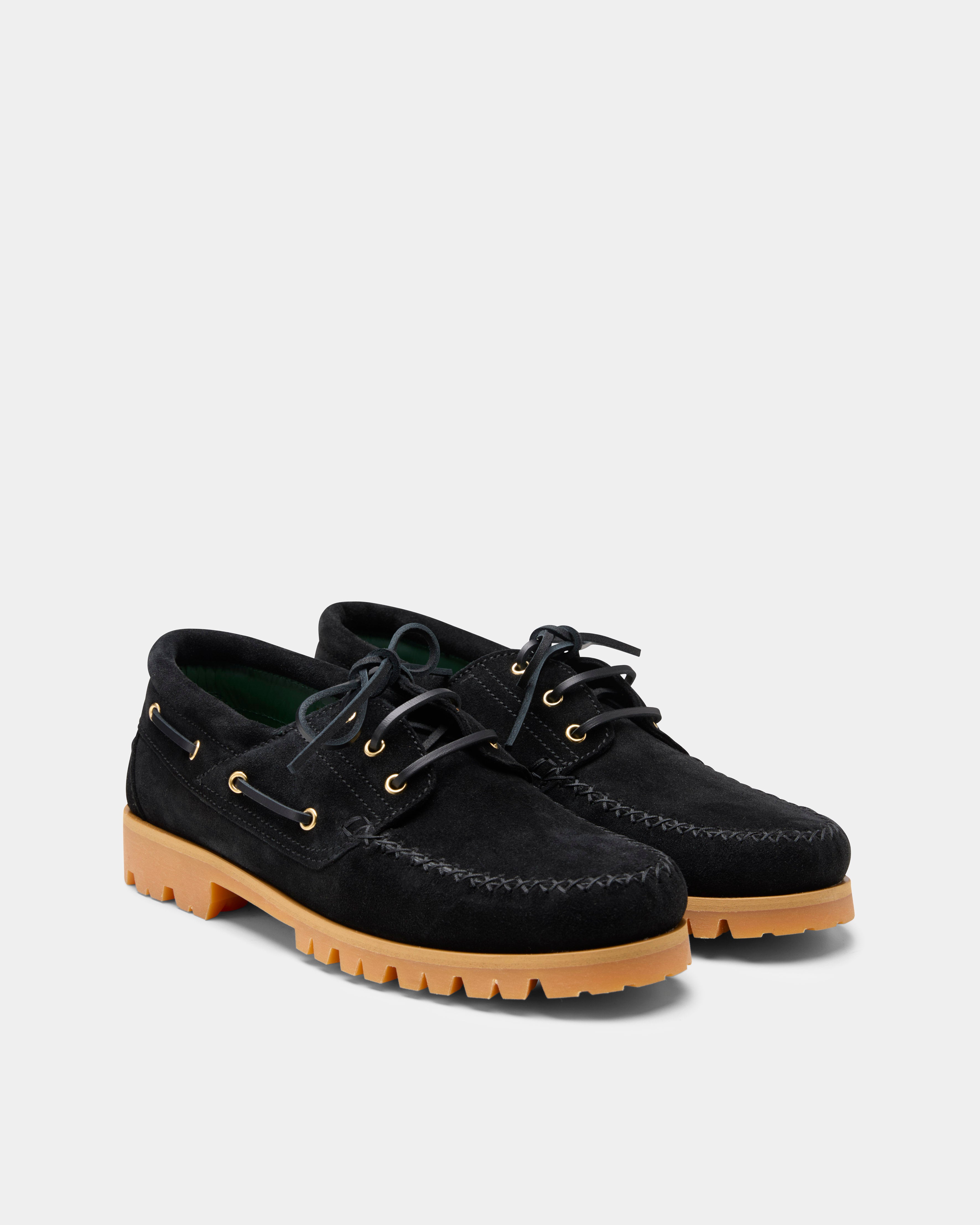 Aztec boat shoe in black suede