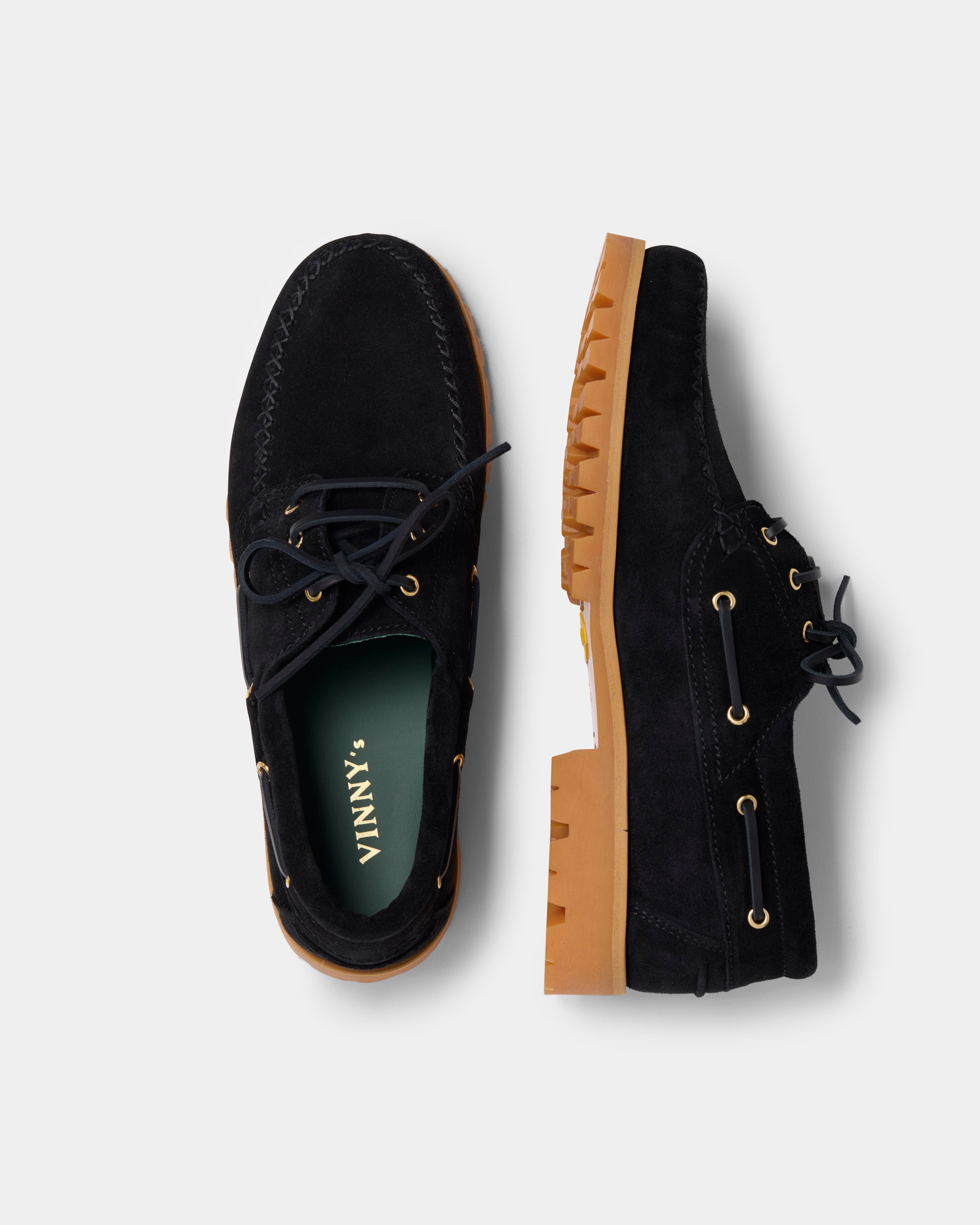 Aztec boat shoe in black suede