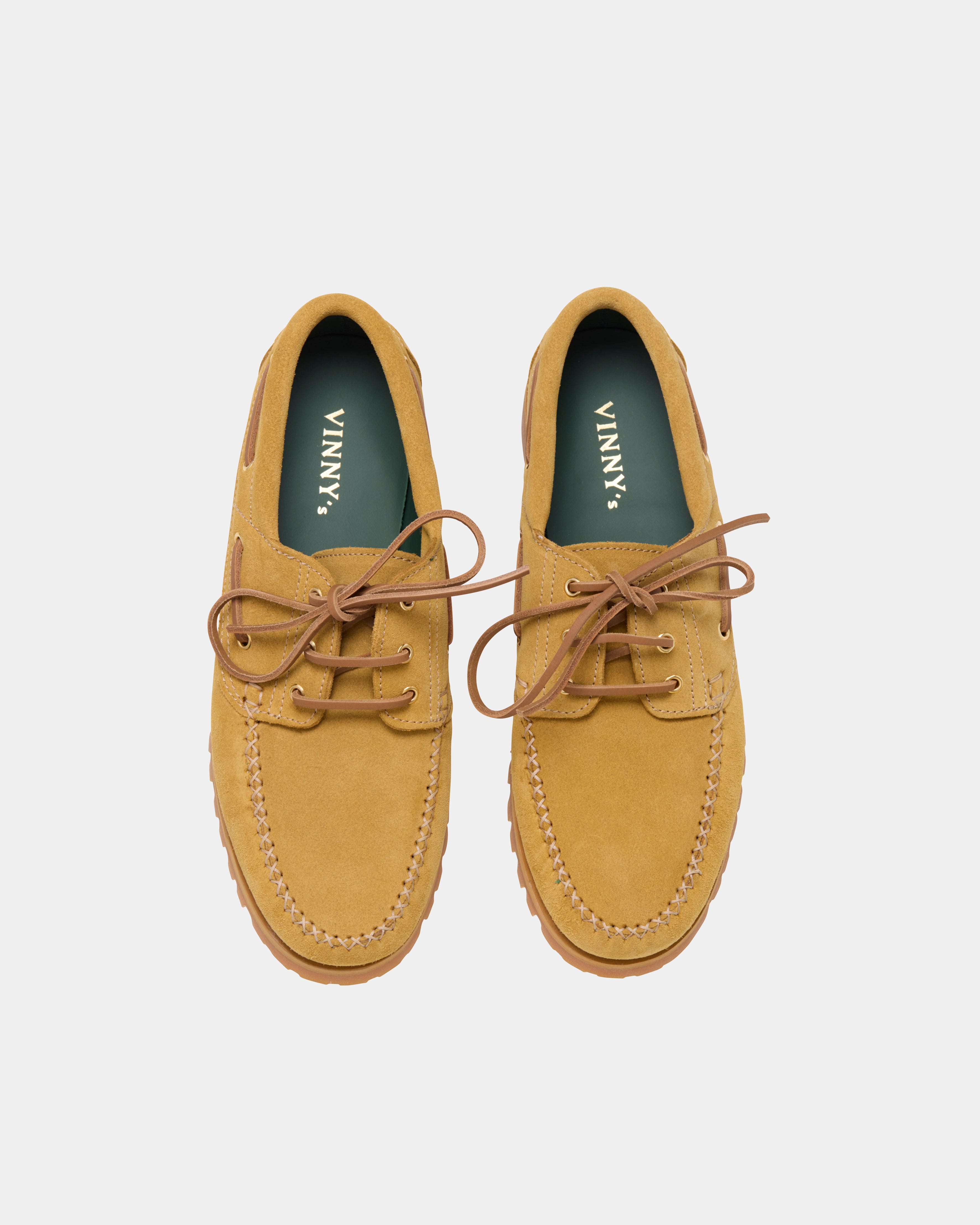 aztec boat shoe in sand suede