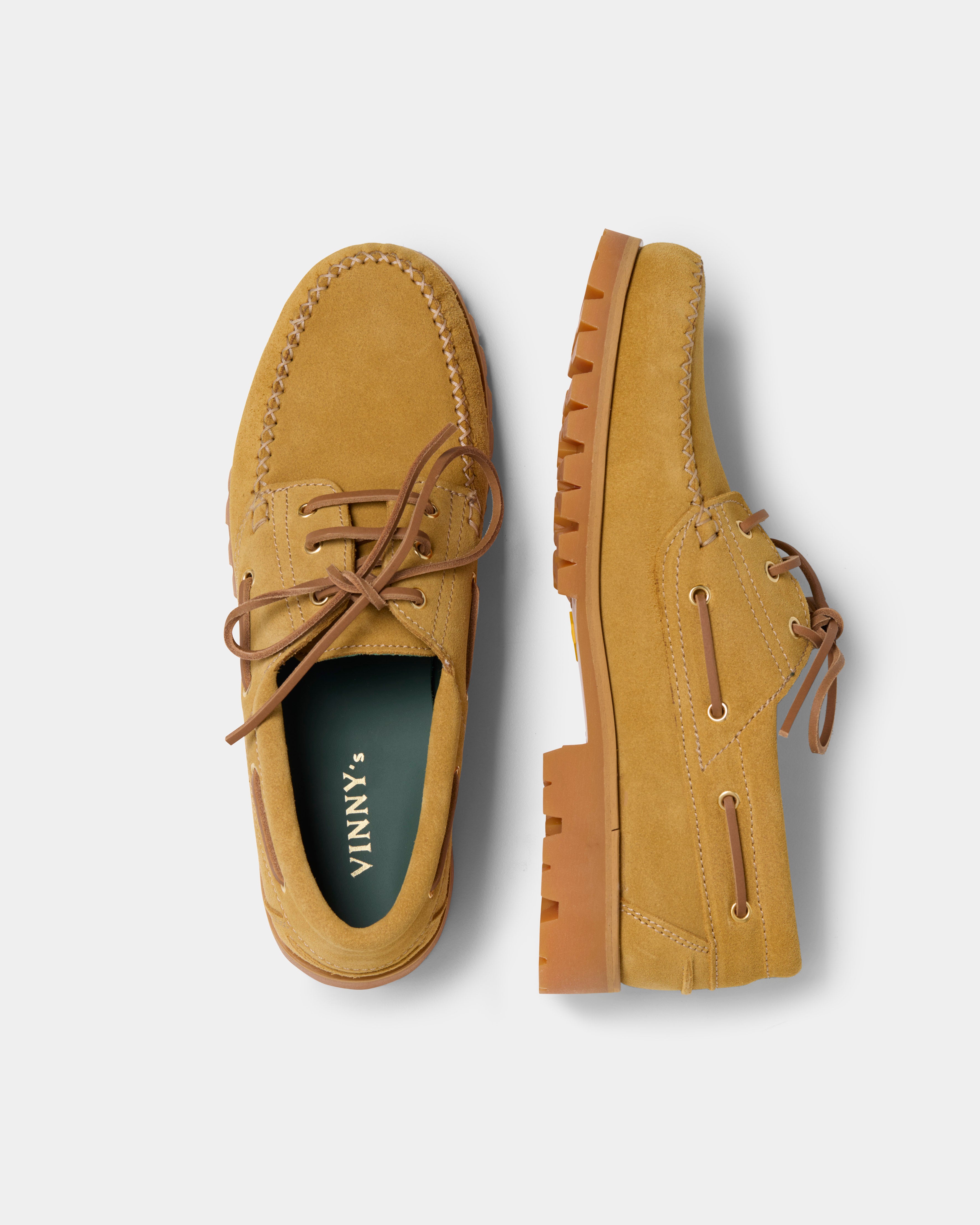 aztec boat shoe in sand suede