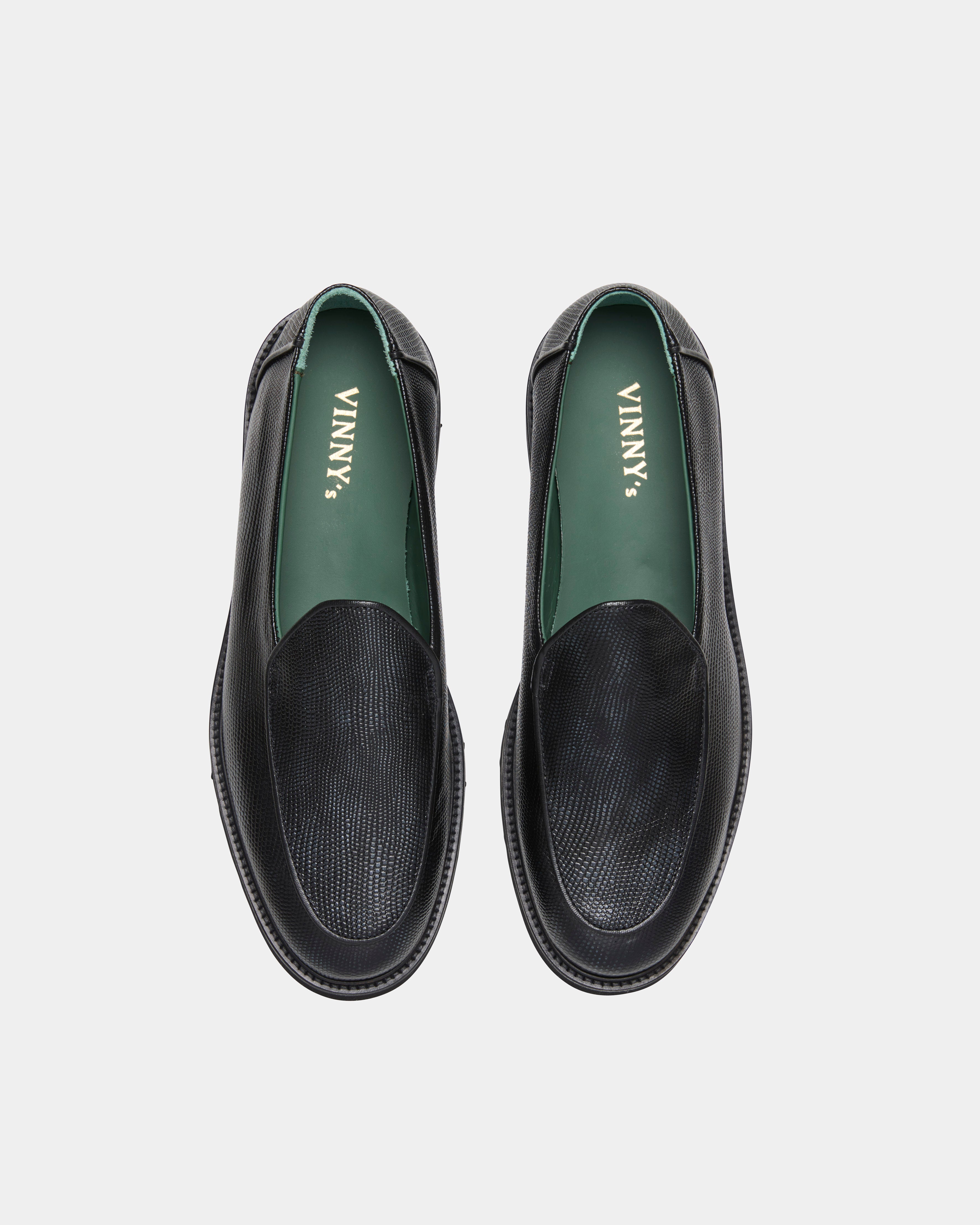 belgee loafer in black from the top