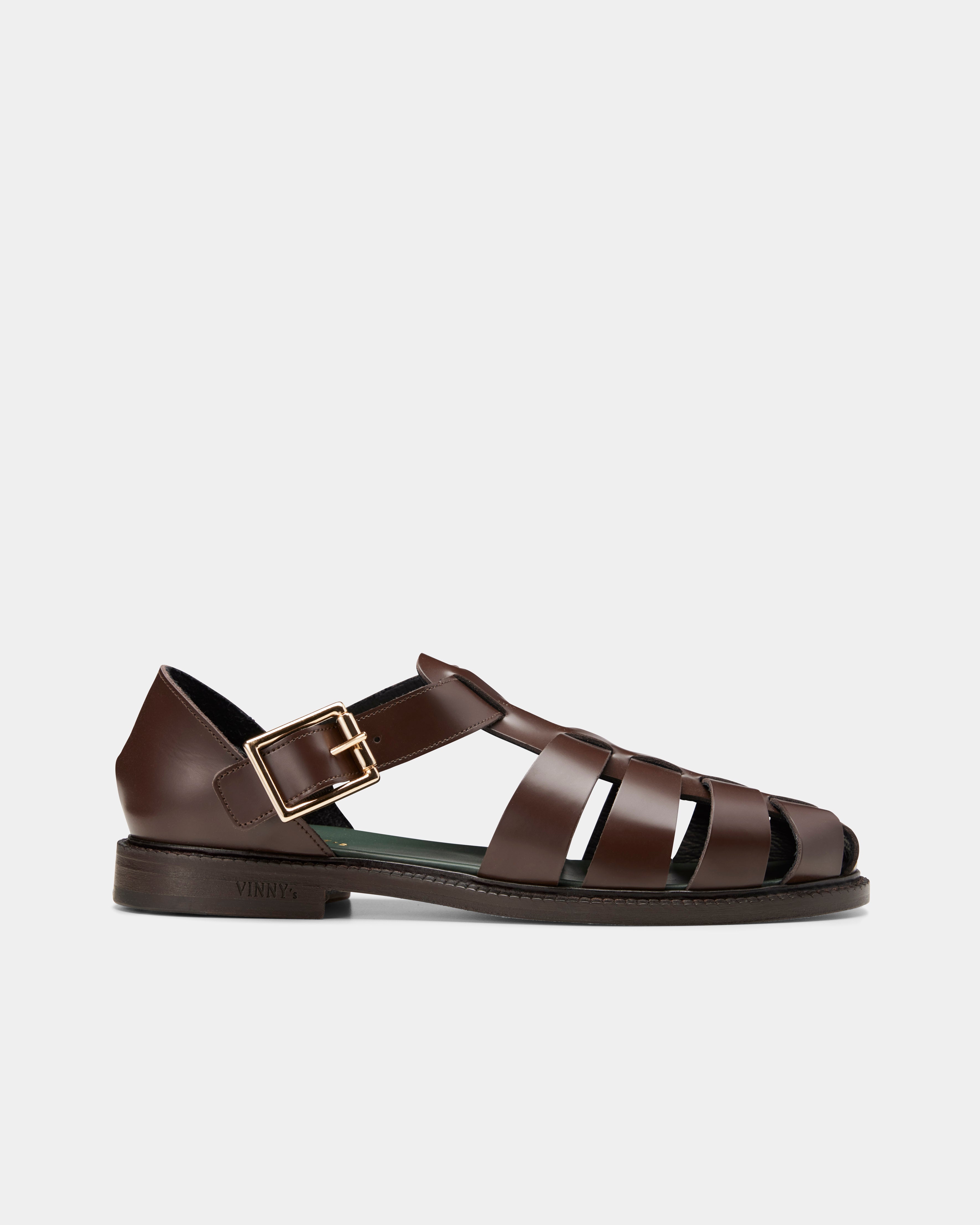 Men's fisherman sandal in dark brown