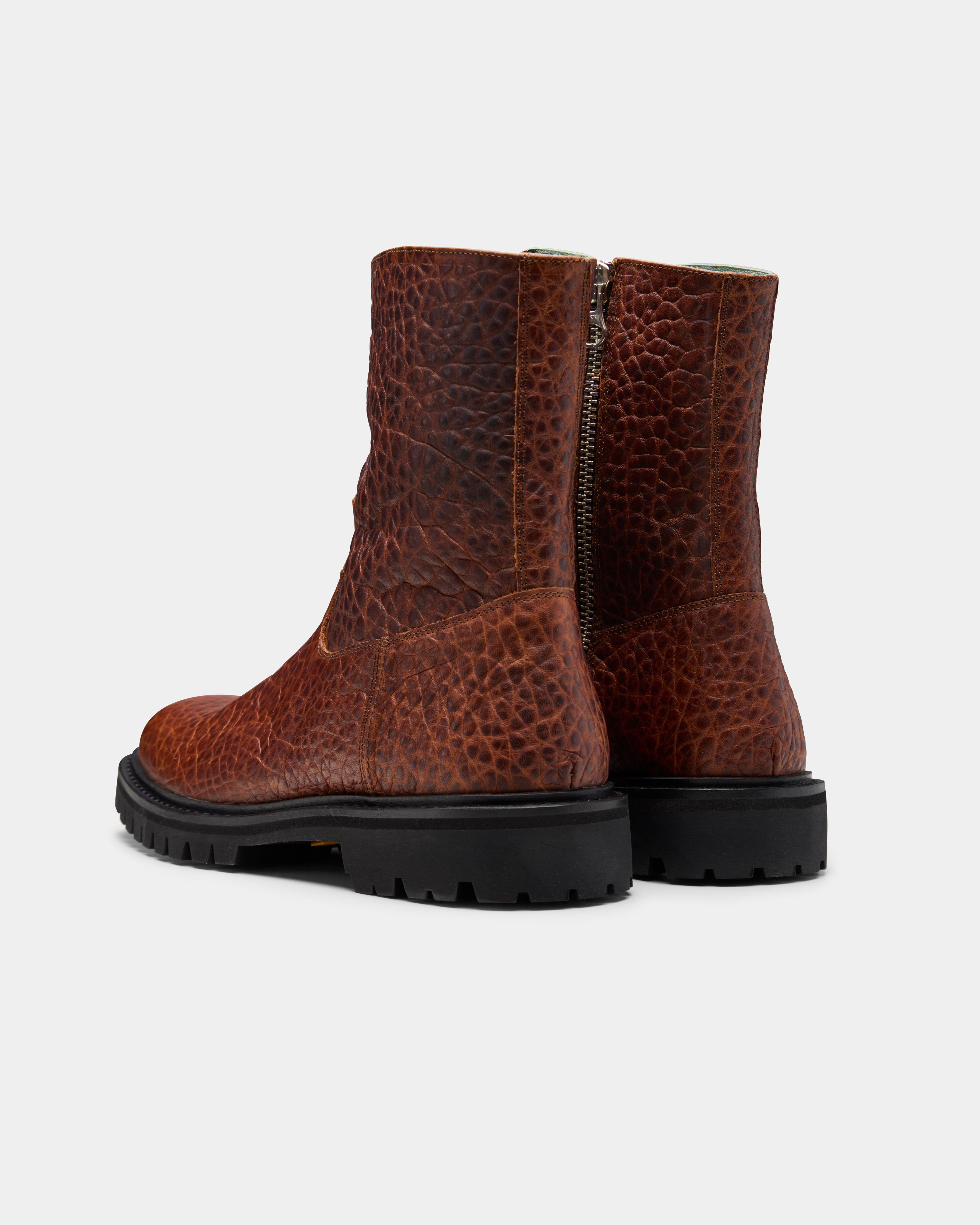 moto boot in brown croco from the back