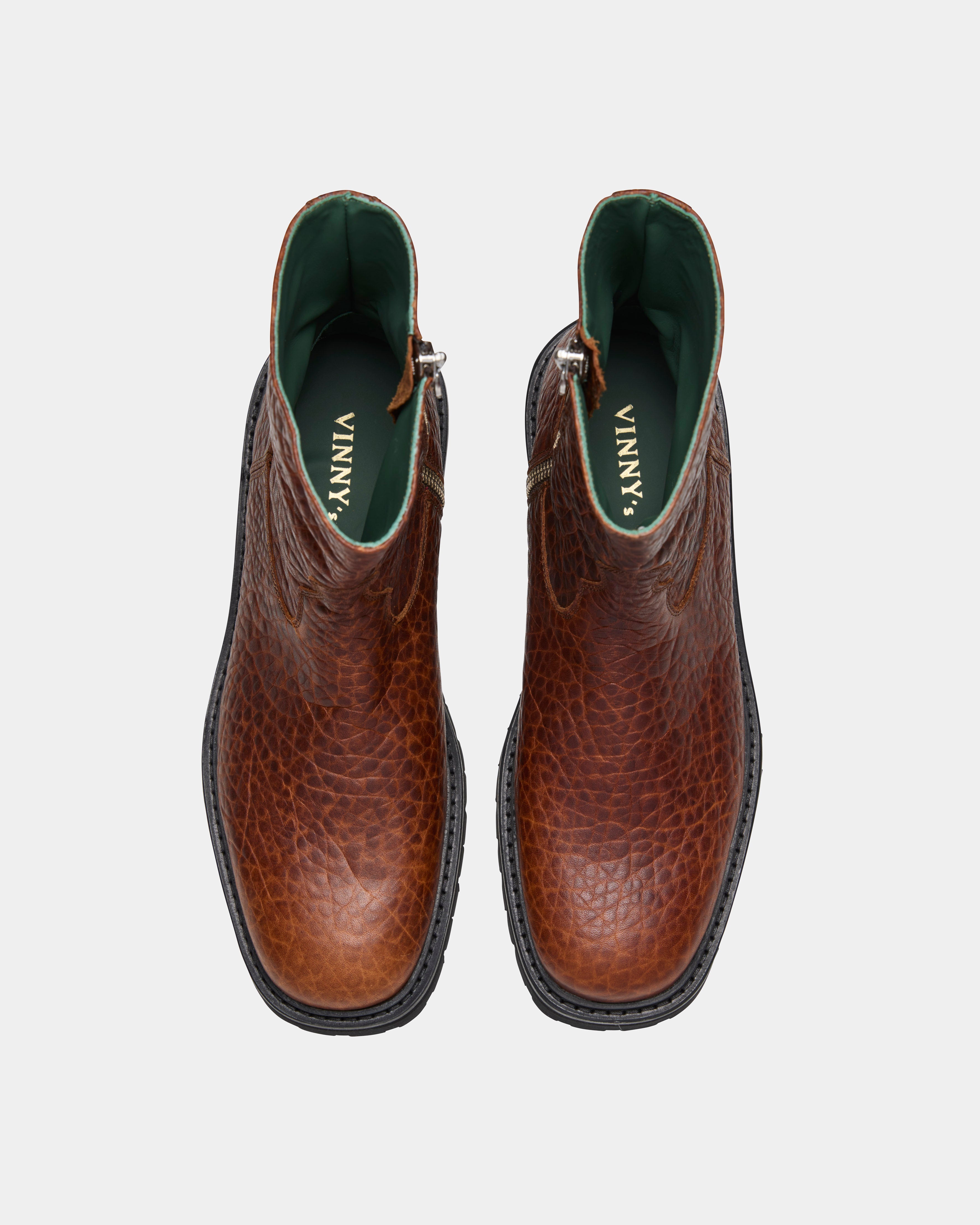 moto boot in brown croco from the top