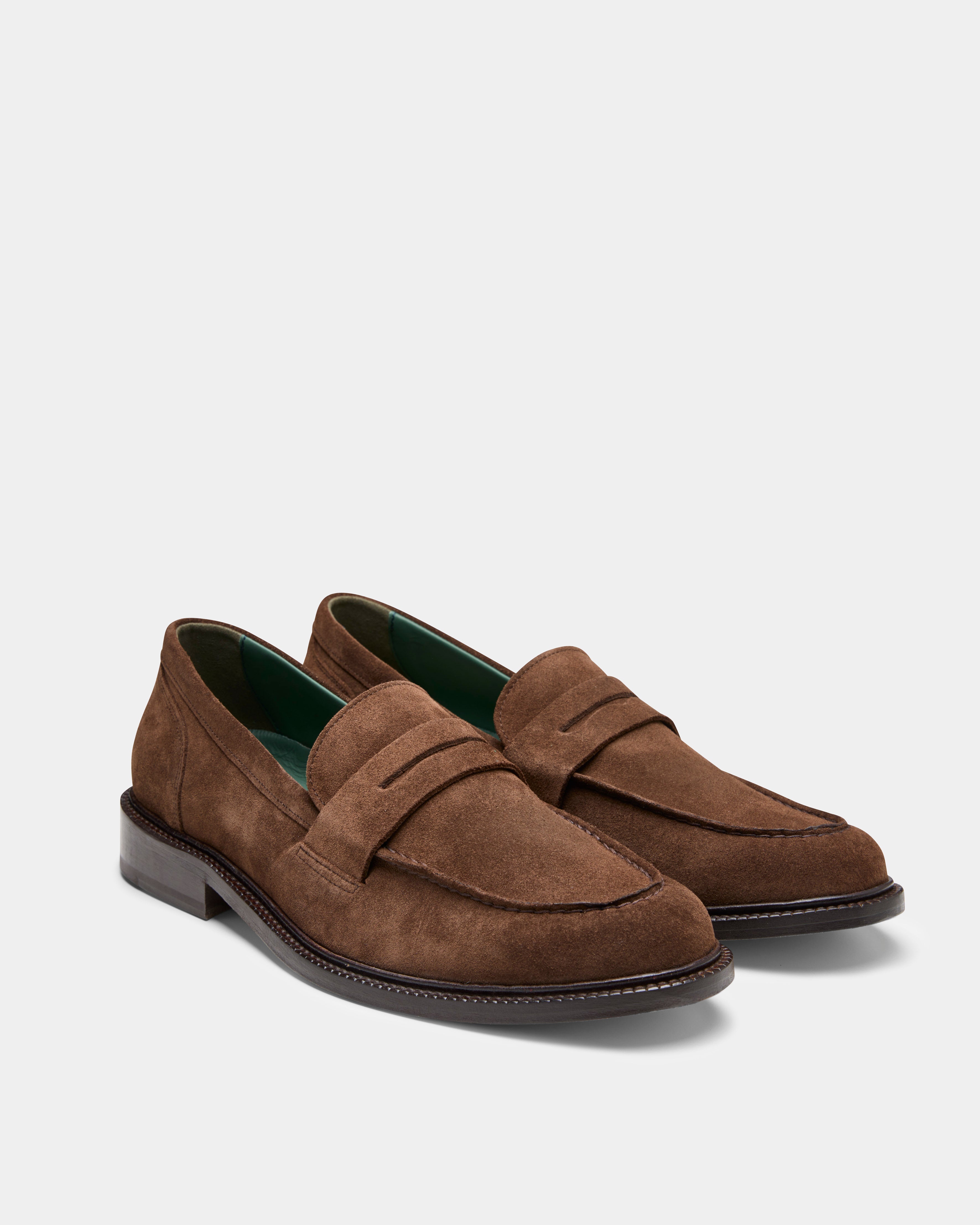 Townee Penny Loafer Brown Suede from the front