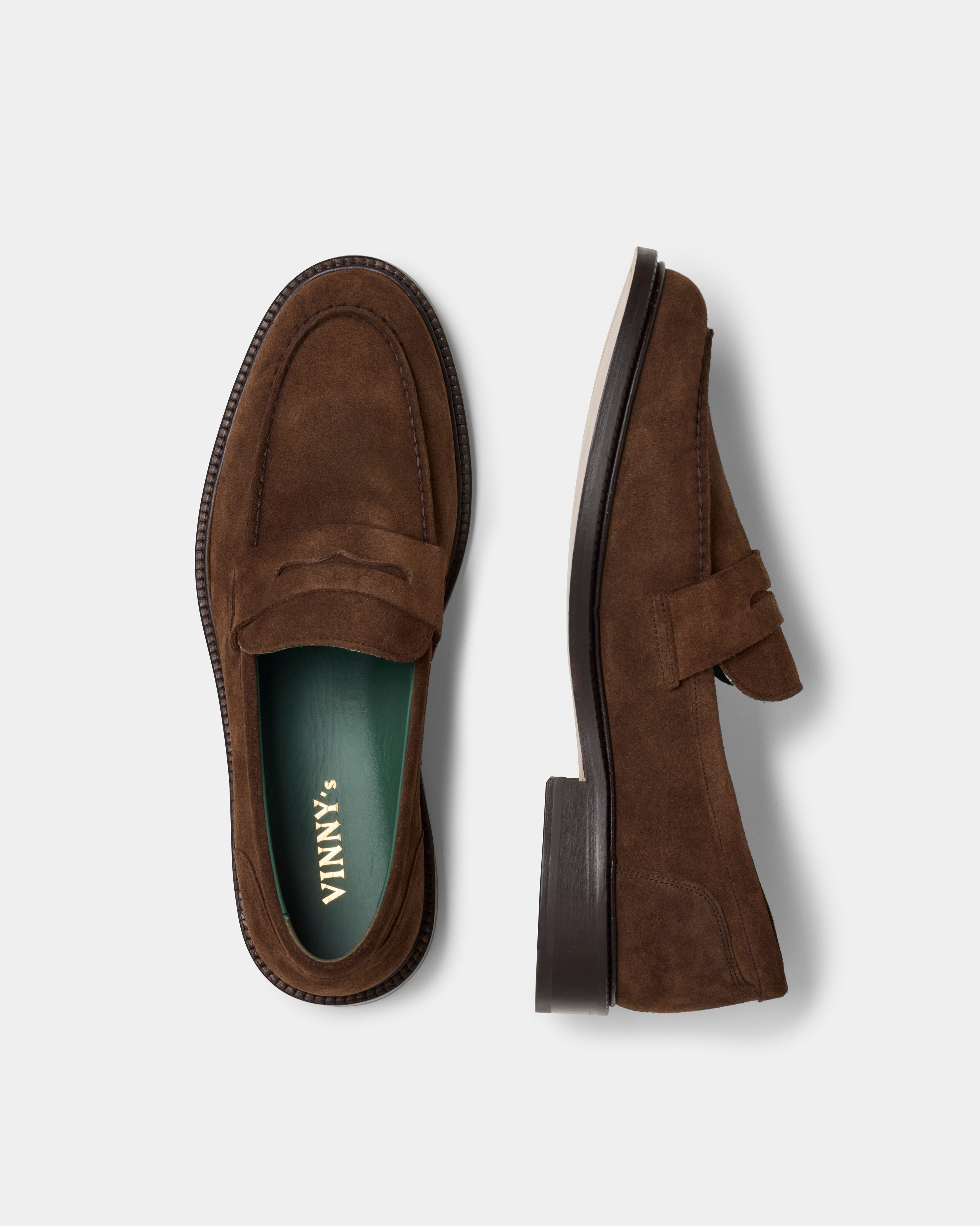 Townee Penny Loafer Brown Suede from above