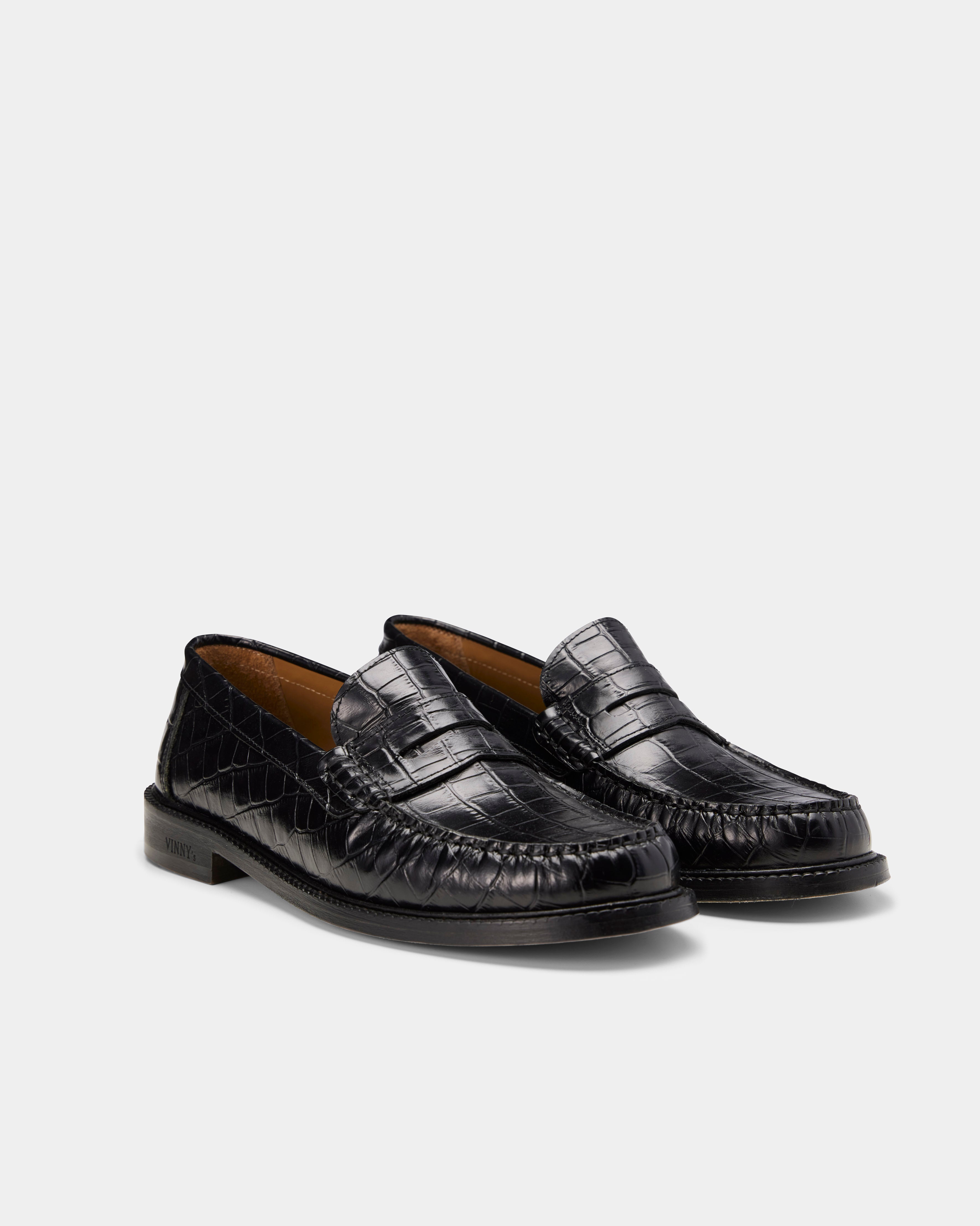 Men's yardee loafer in black croco