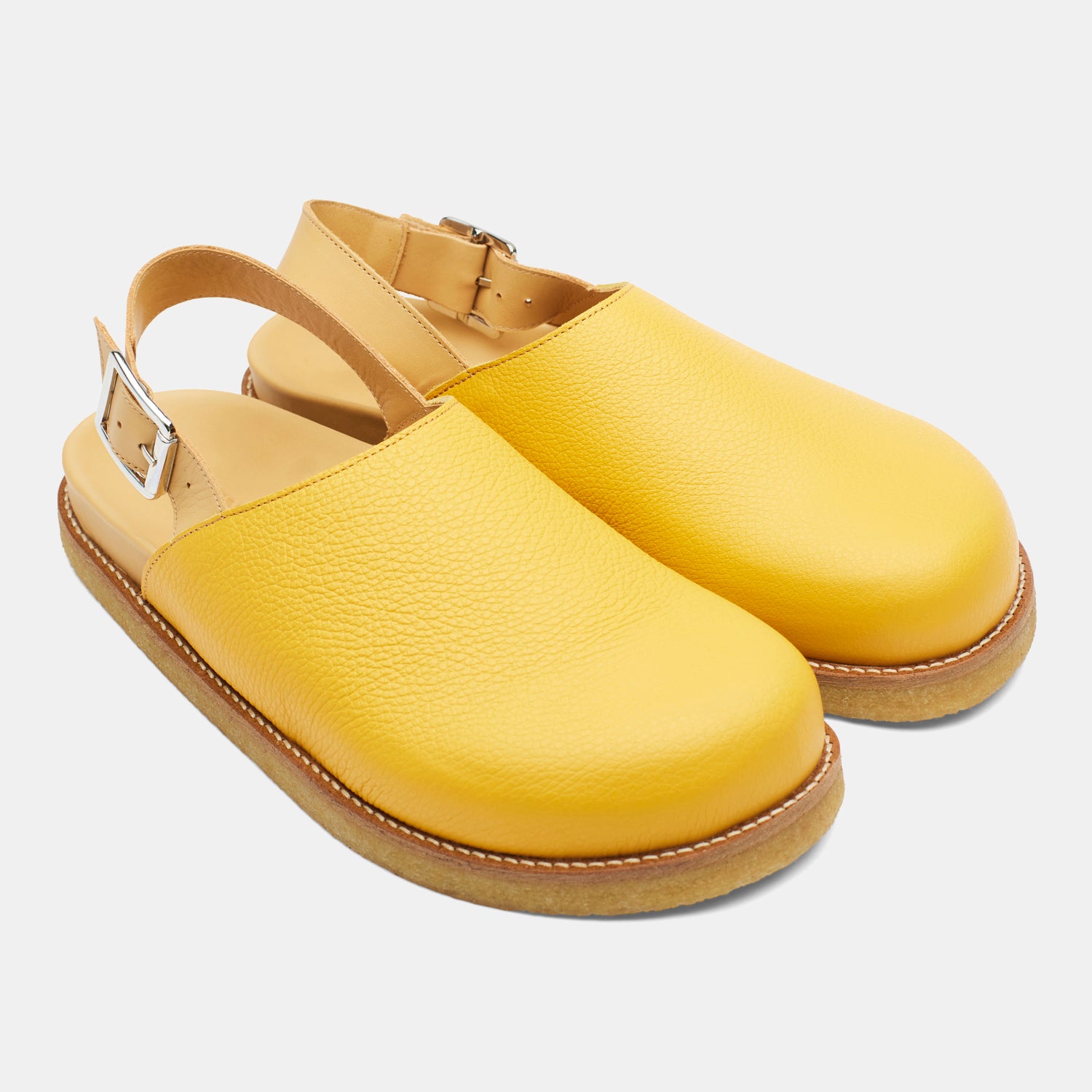 mens yellow strapped mule