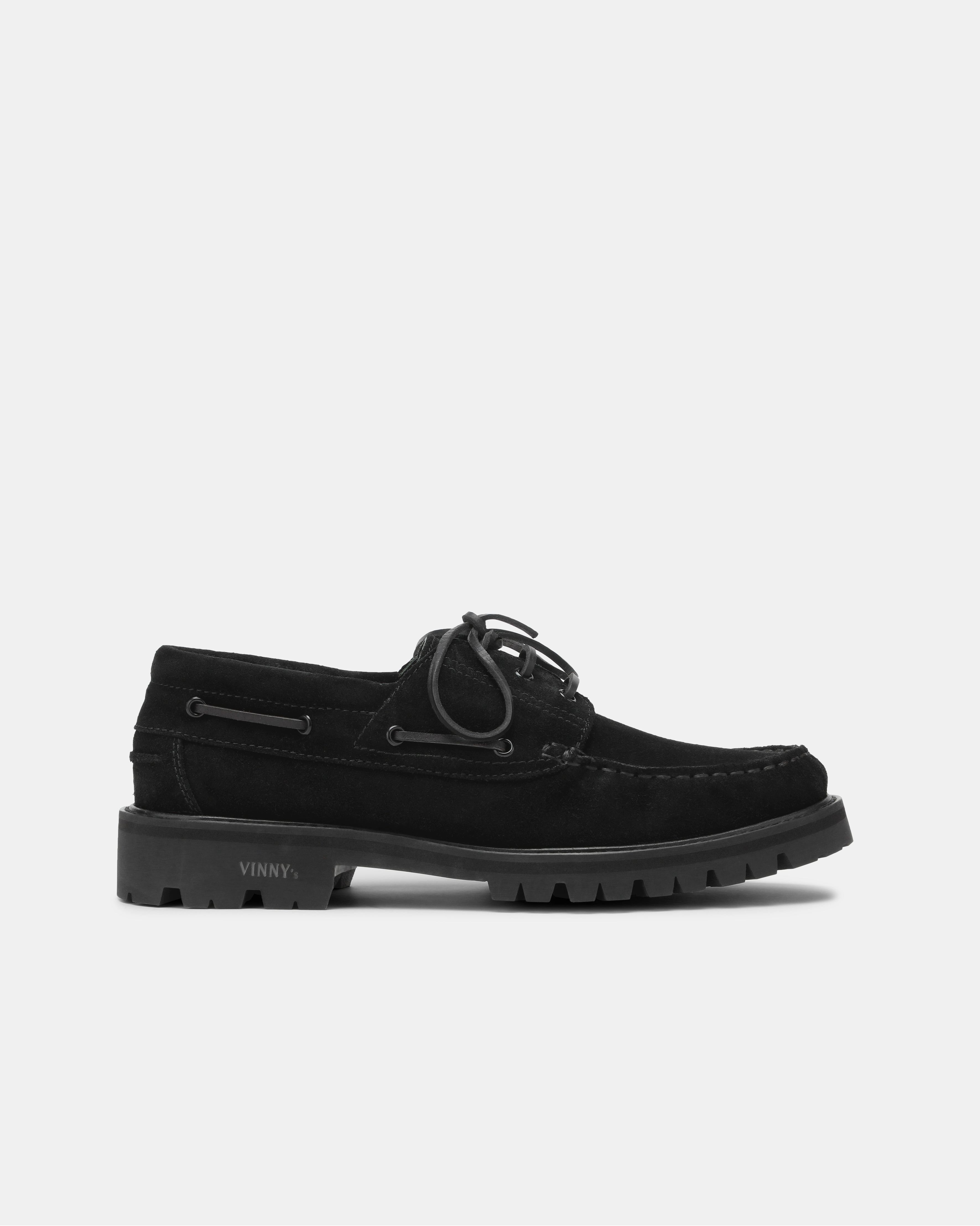 men's aztec boat shoe in black