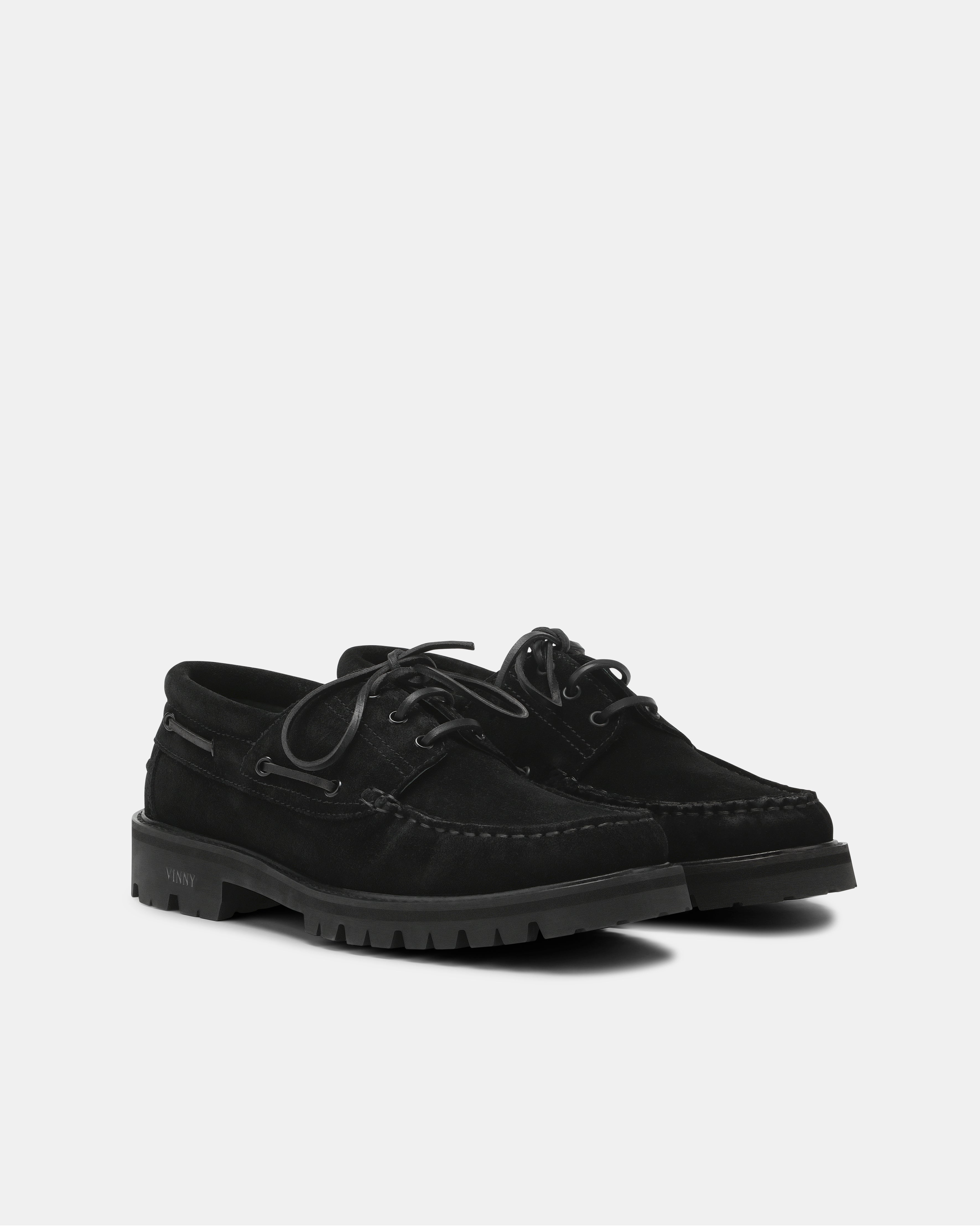 men's aztec boat shoe in black