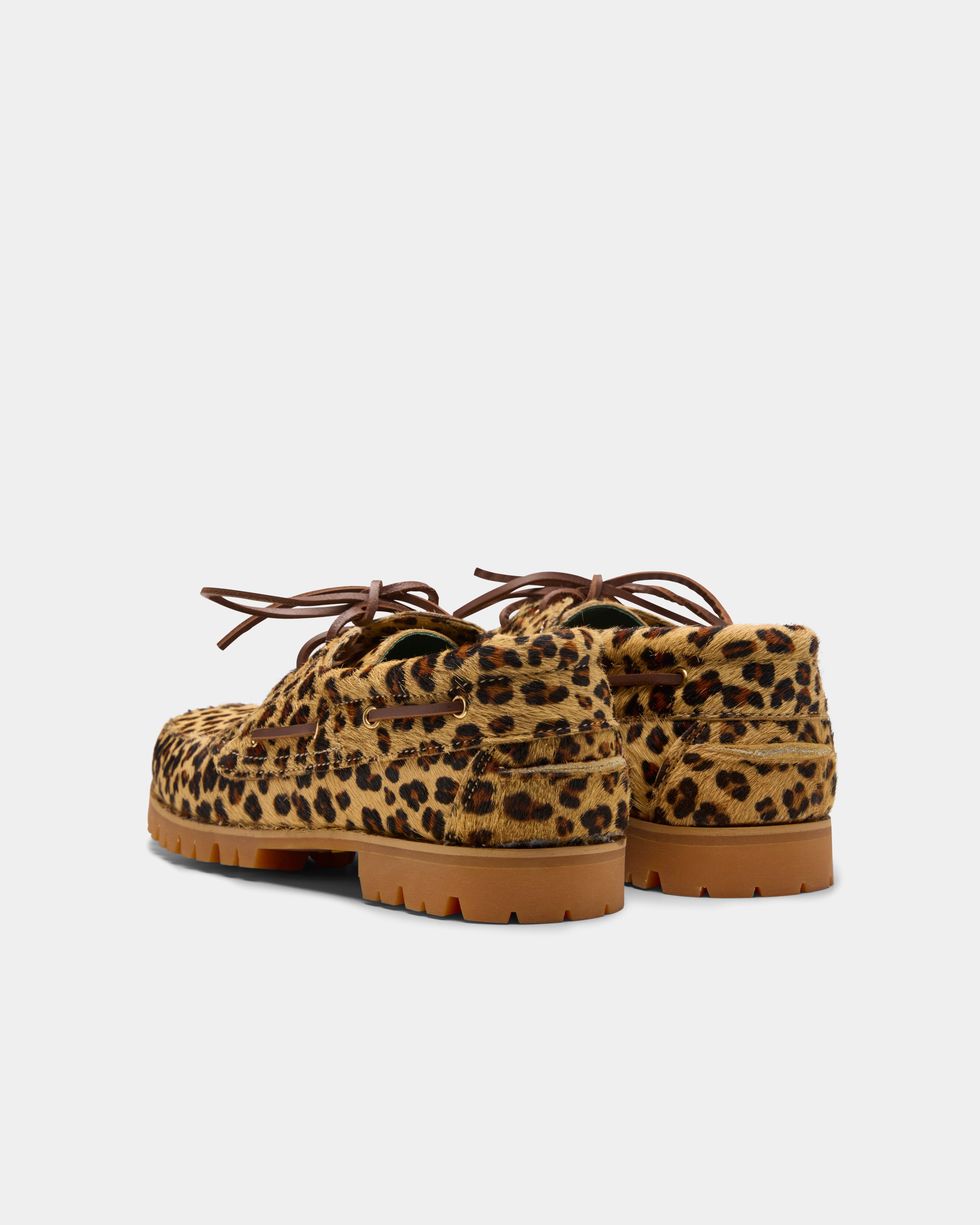 Aztec shoe with leo print from the back