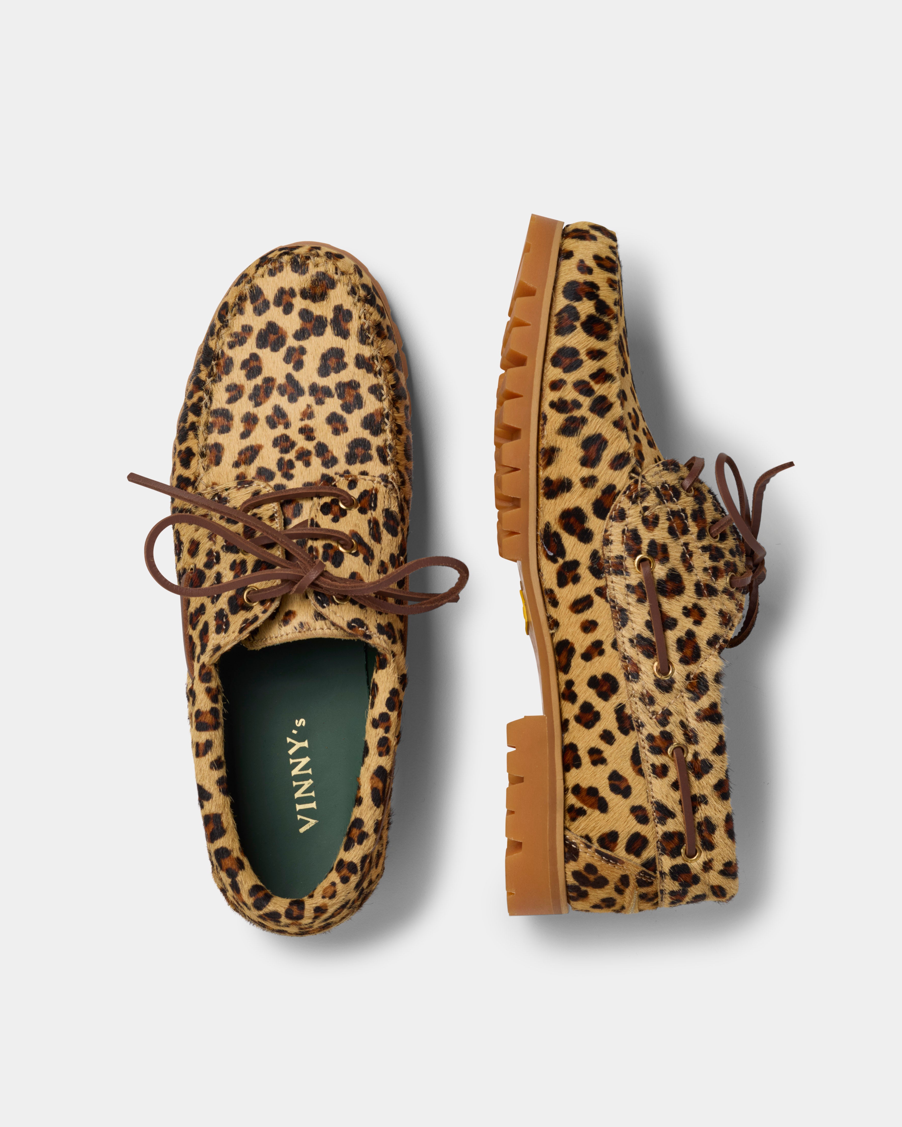 Aztec shoe with leo print from the side and top