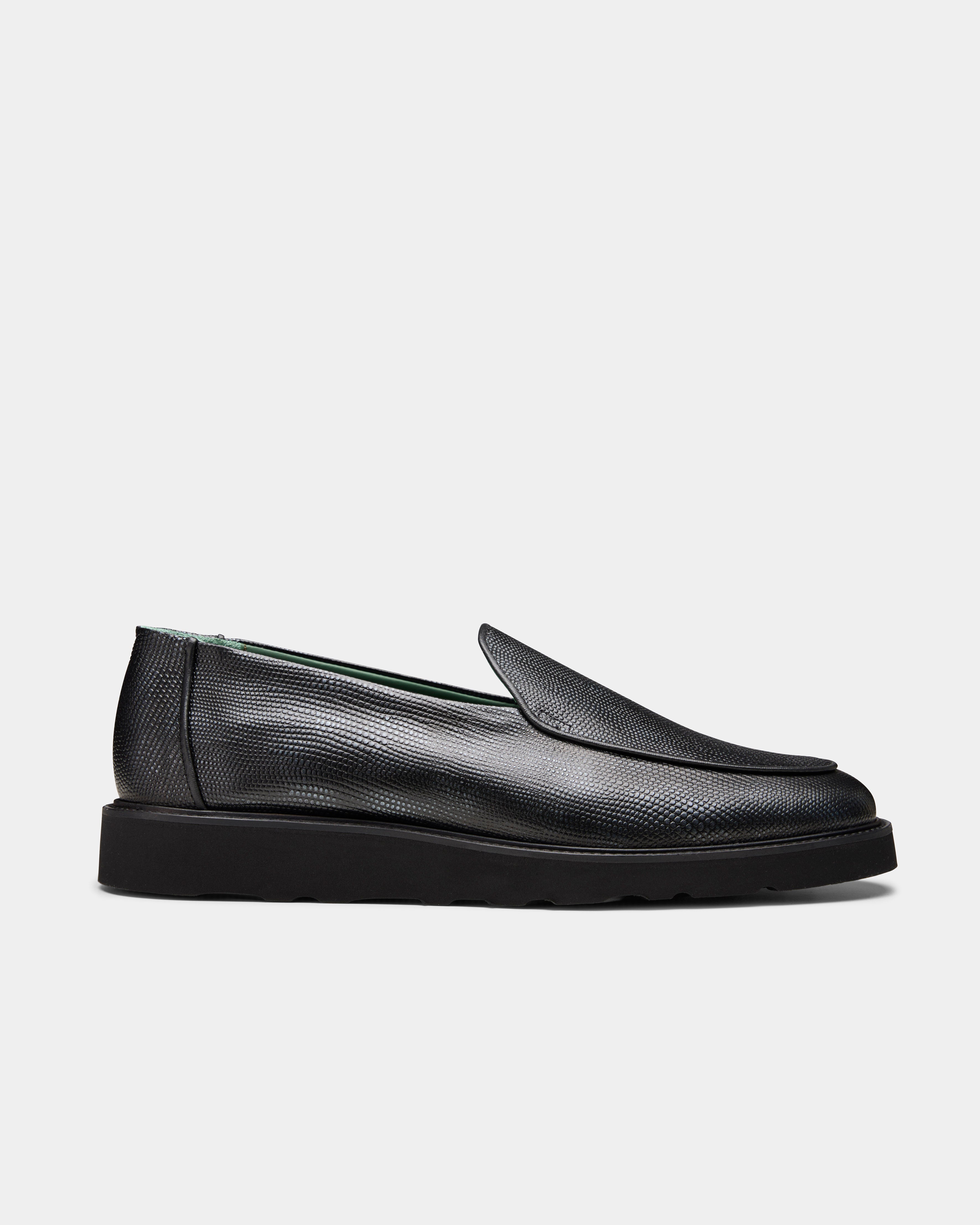 belgee loafer in black from the side