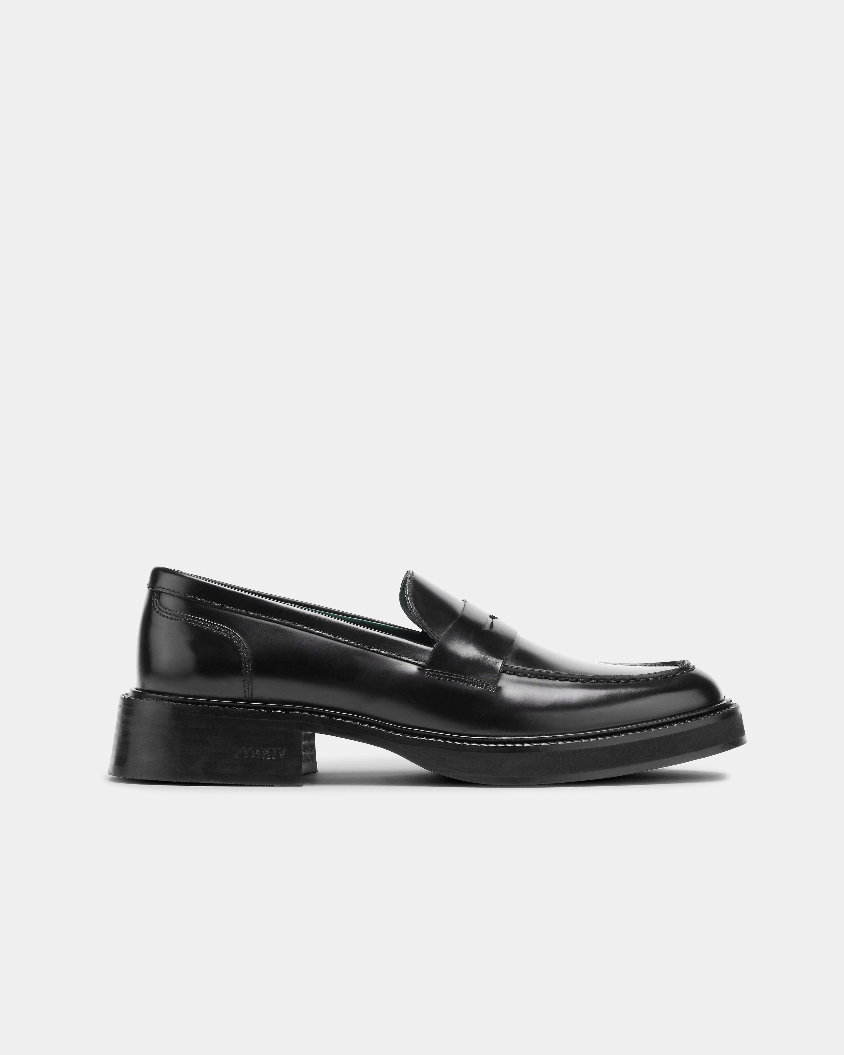 Stepping Out In Style Rhinestone Heeled Loafers (Black) · NanaMacs