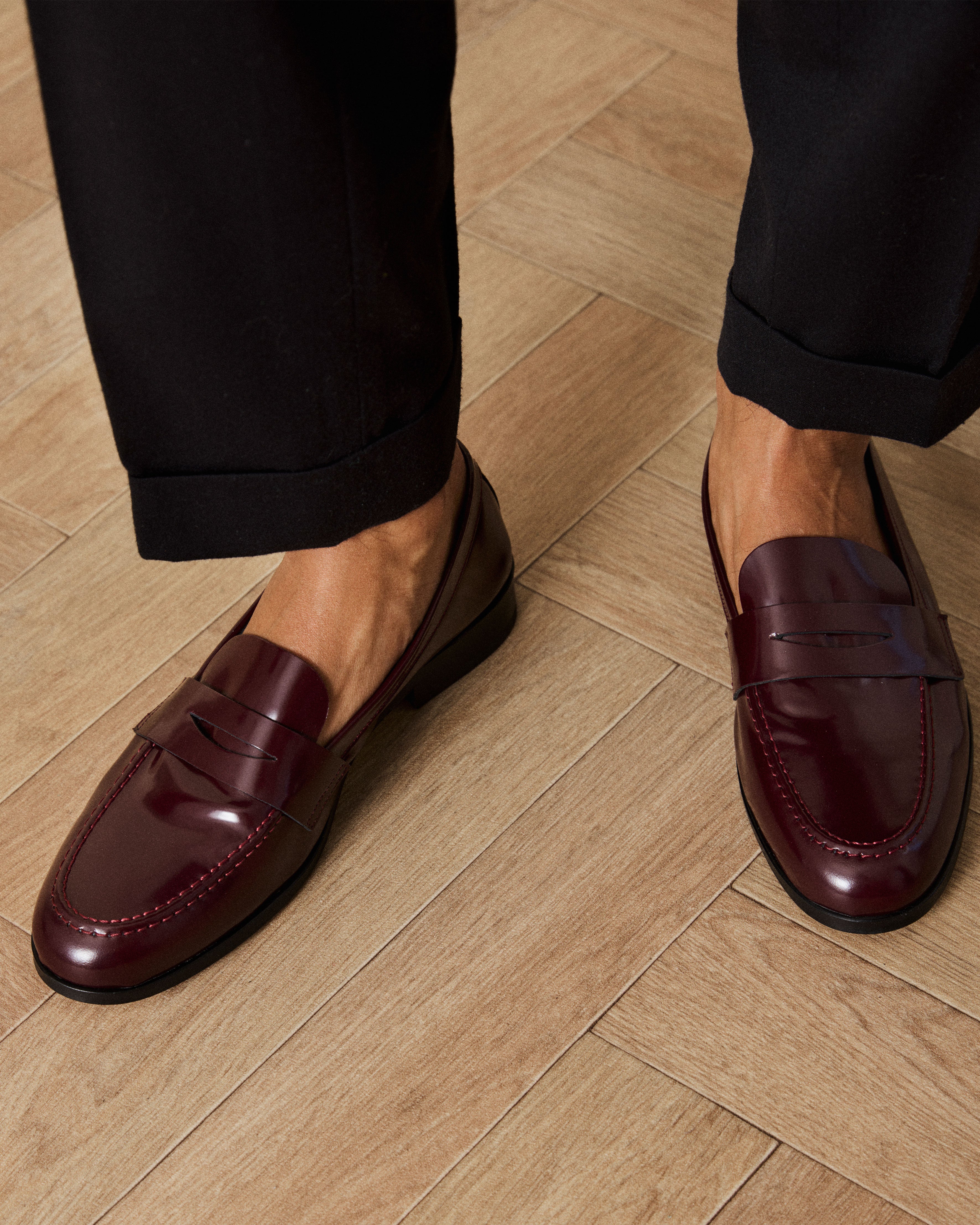 lowkee burgundy on model close up