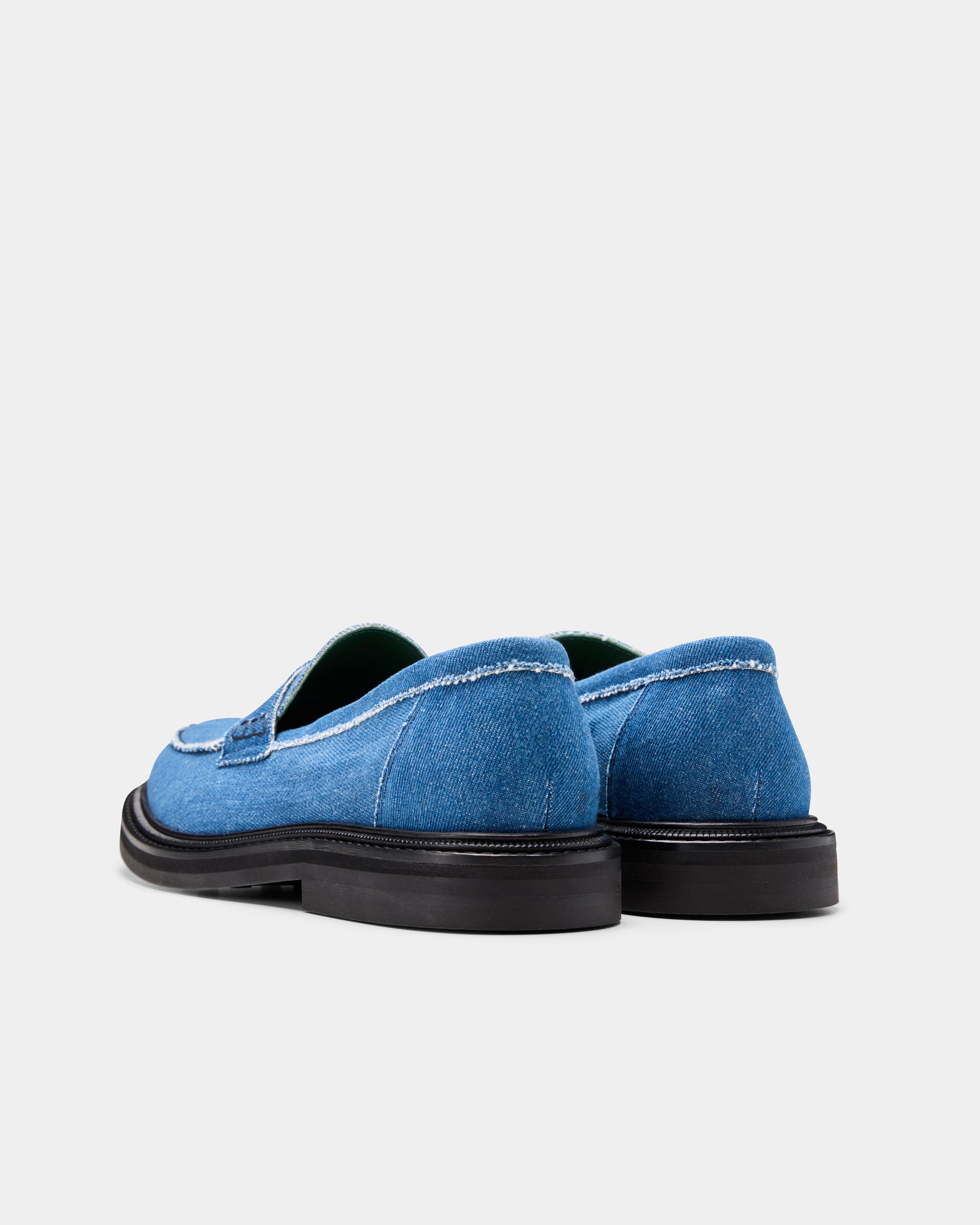 vinnee loafer in blue denim from the back