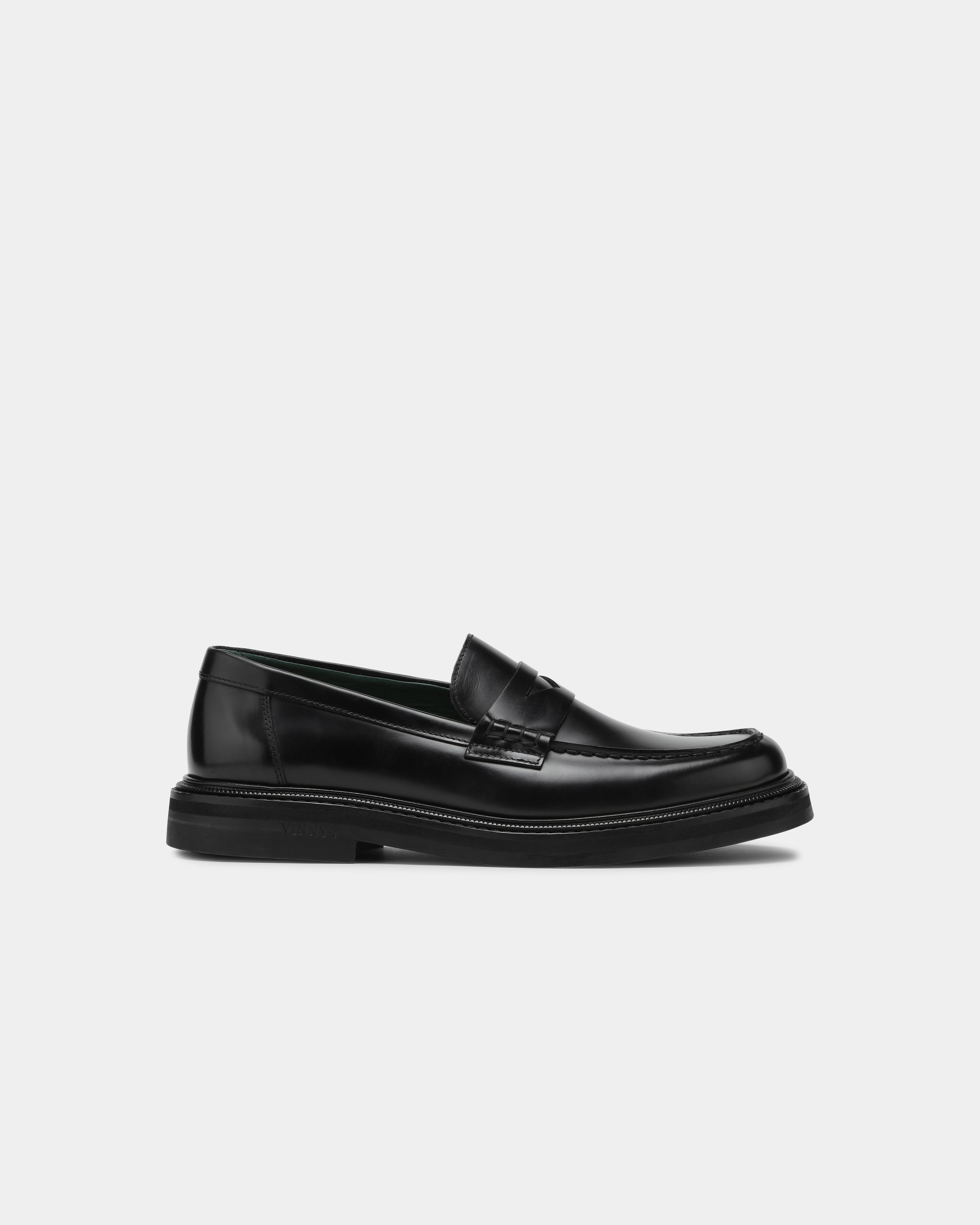 Vinnee penny loafer on black for men