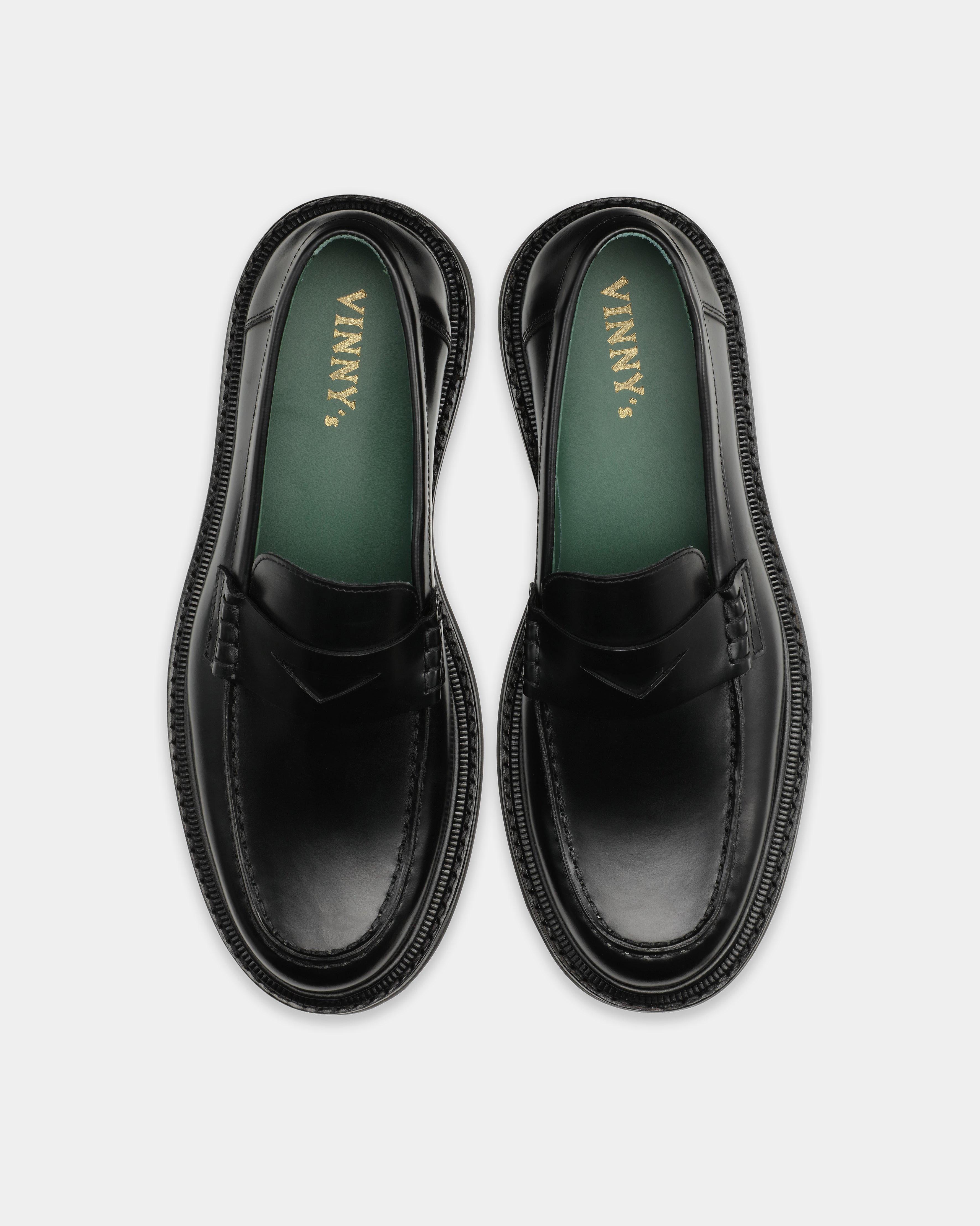 Vinnee penny loafer on black for men