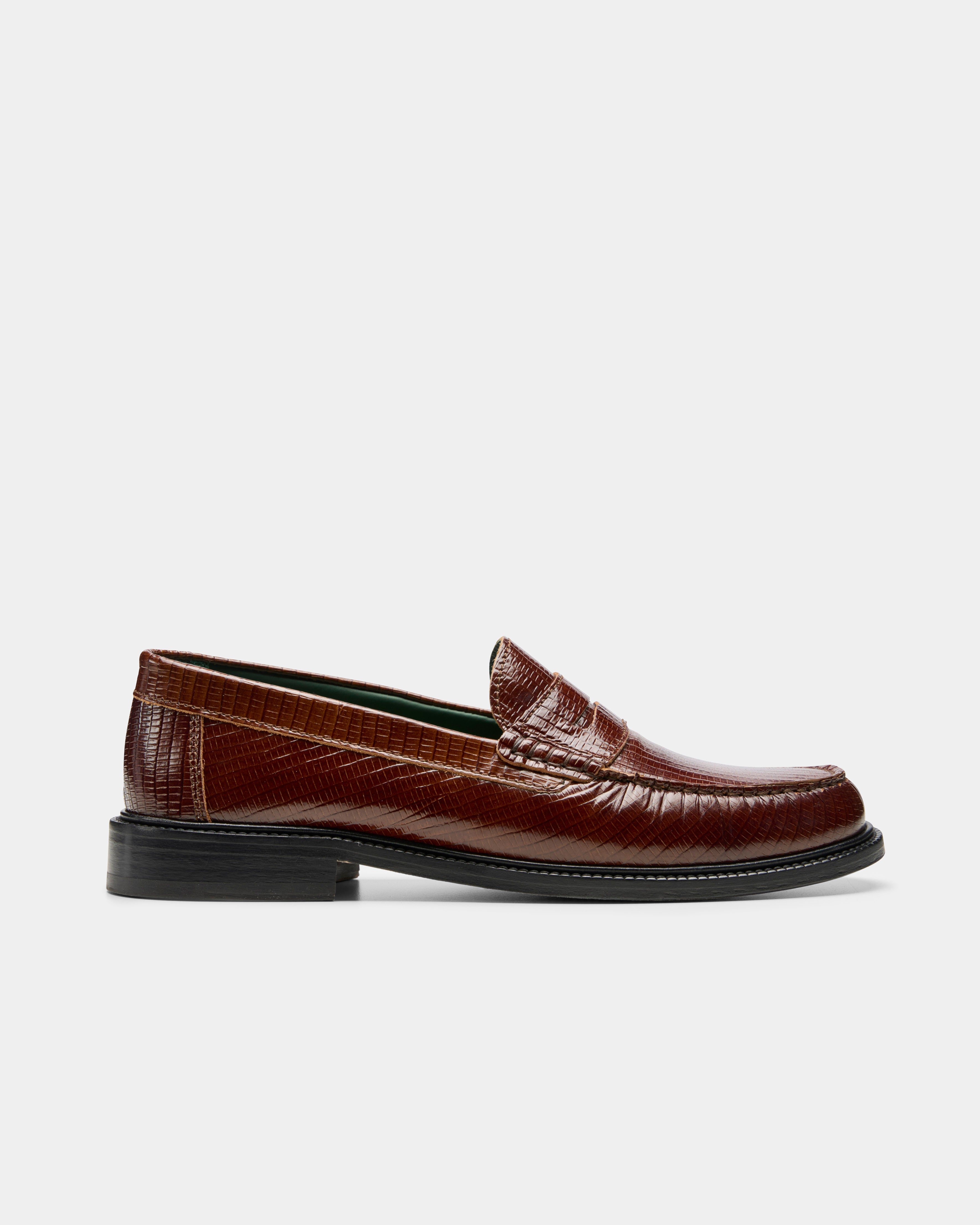 yardee brown lizard loafer