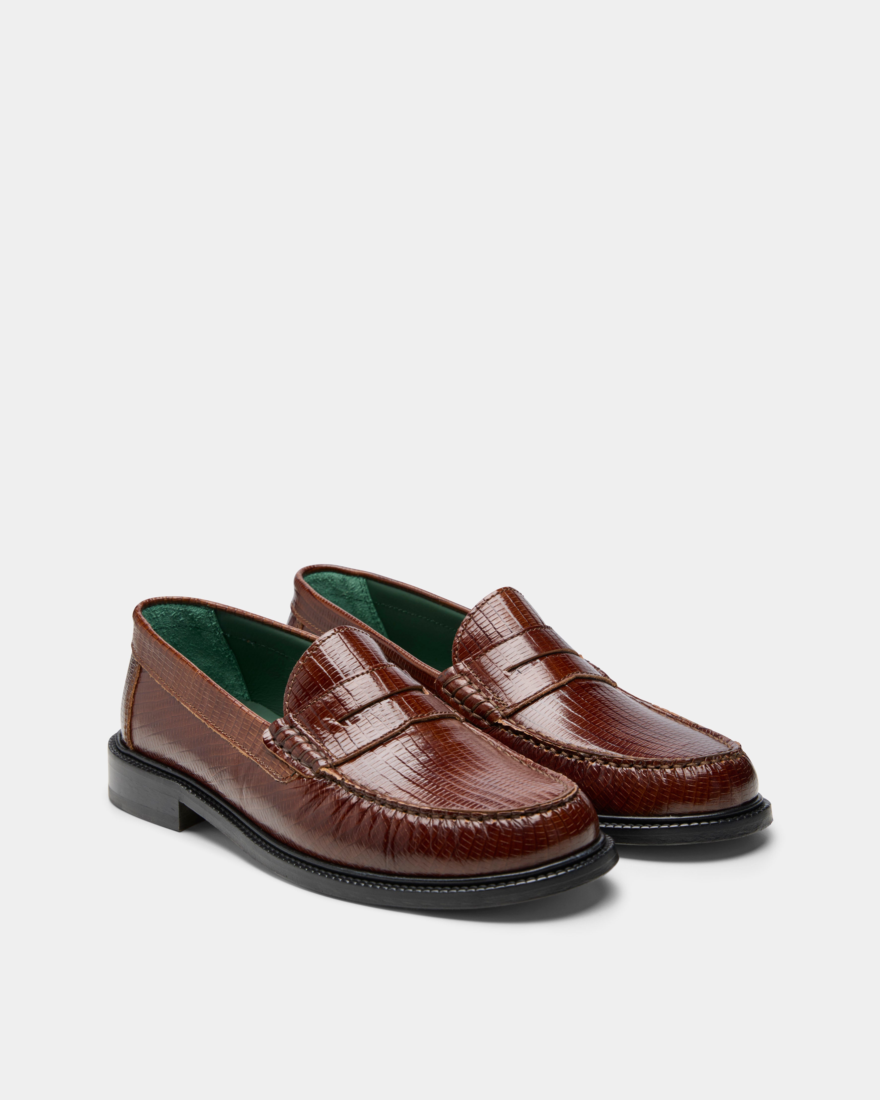 yardee brown lizard loafer