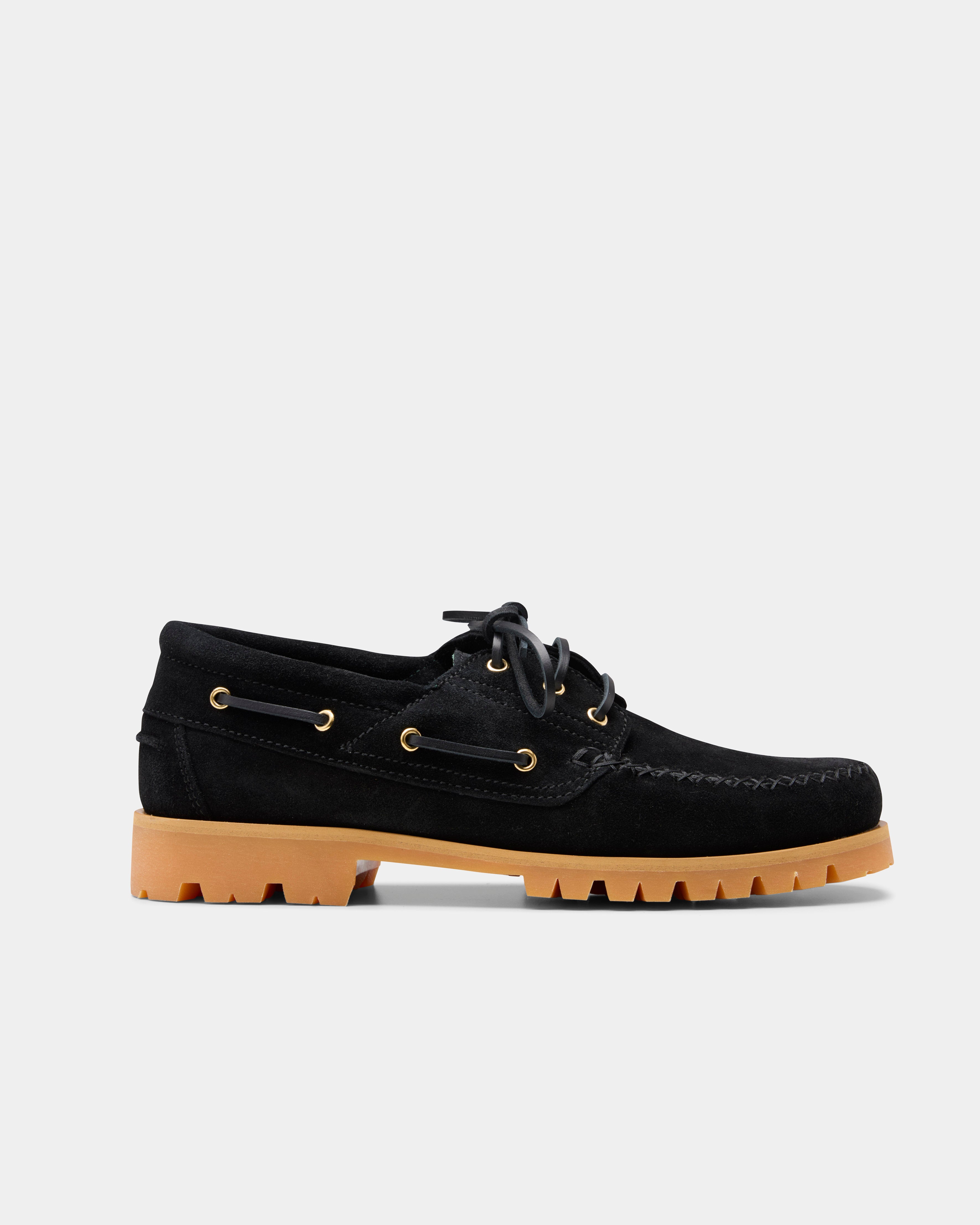 Aztec boat shoe in black suede 