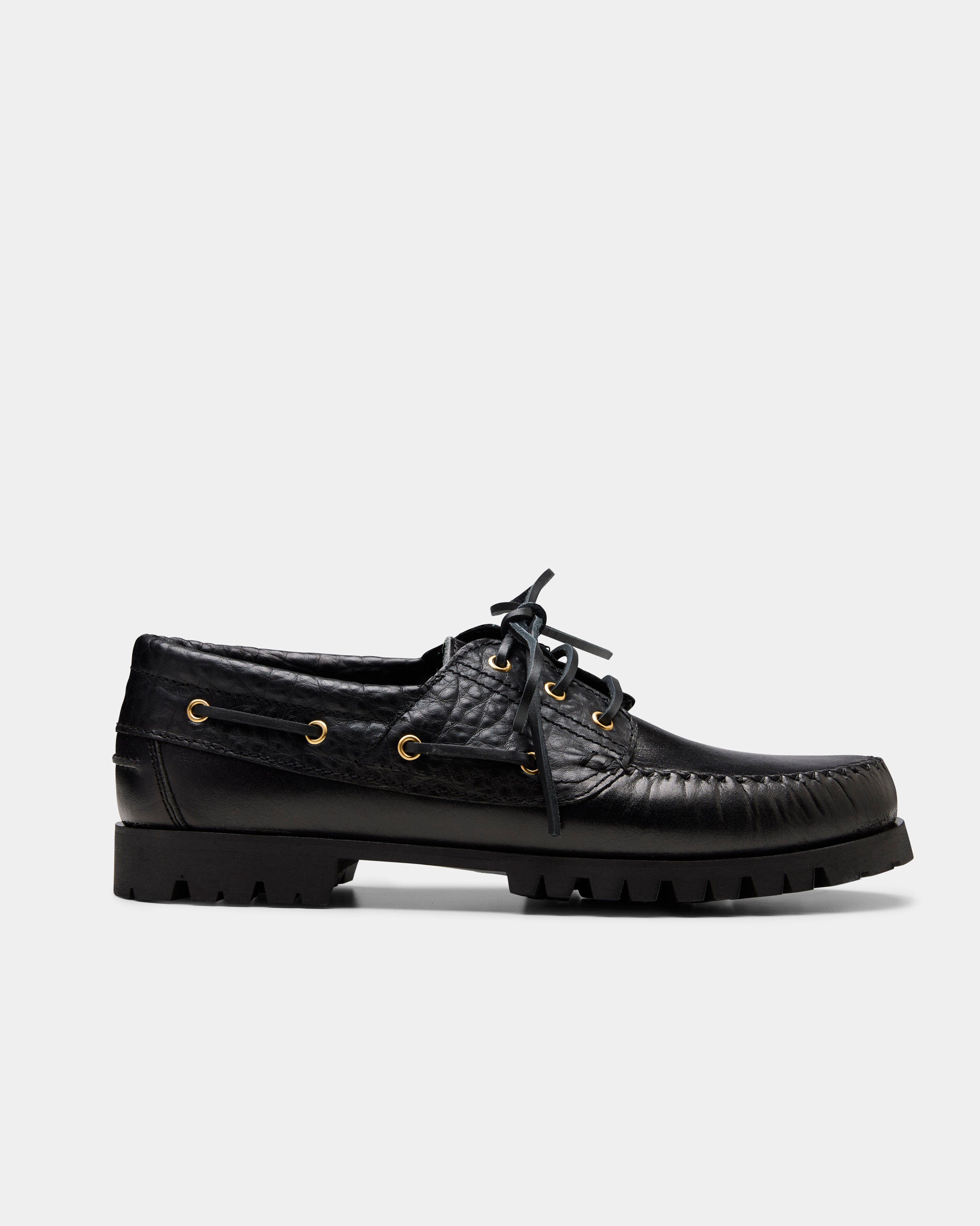 Atlantic Works×BEAMS Moccasin deckshoes VINNY's - AZTEC BOAT SHOE IN BROWN CROCO