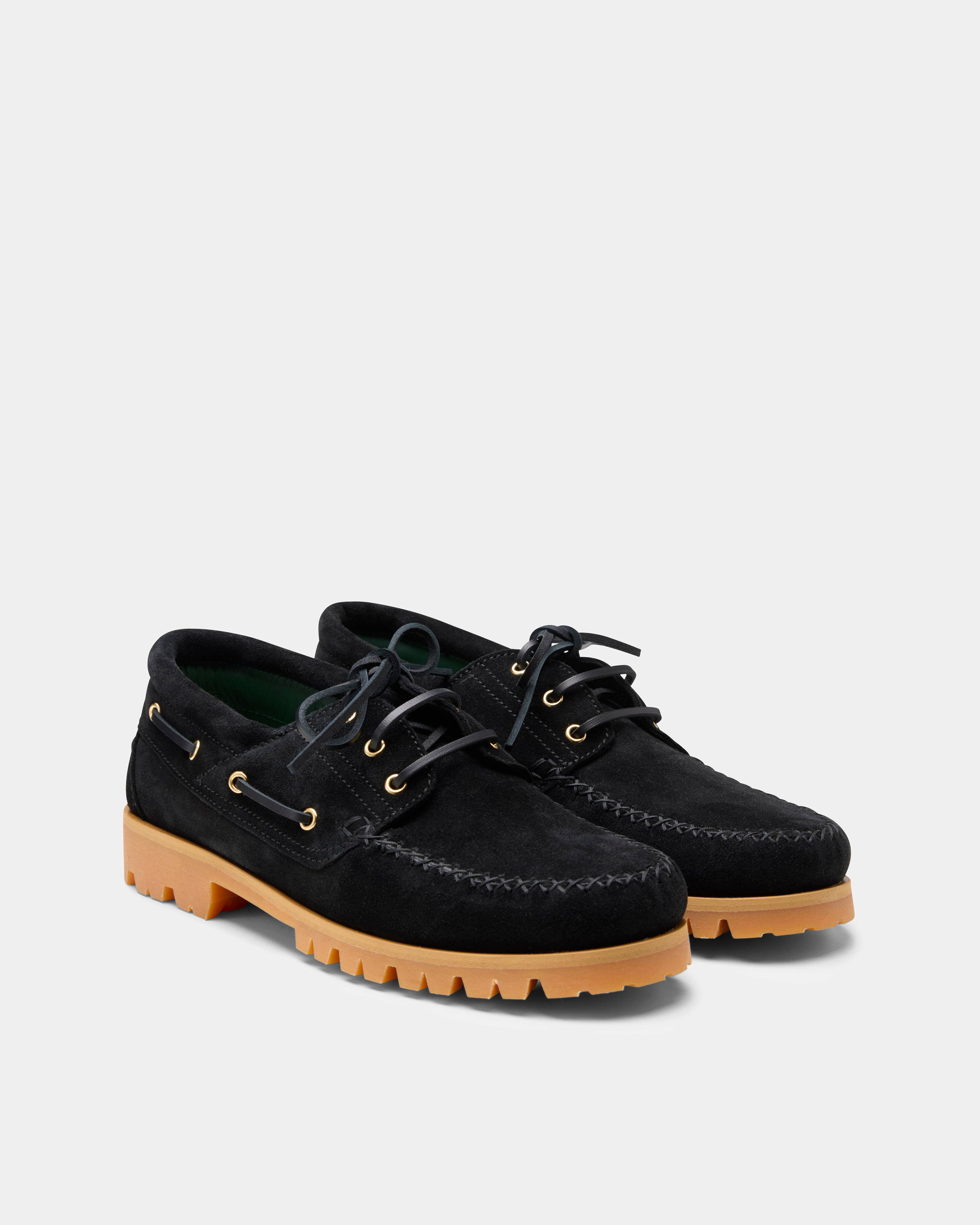 Aztec boat shoe in black suede 