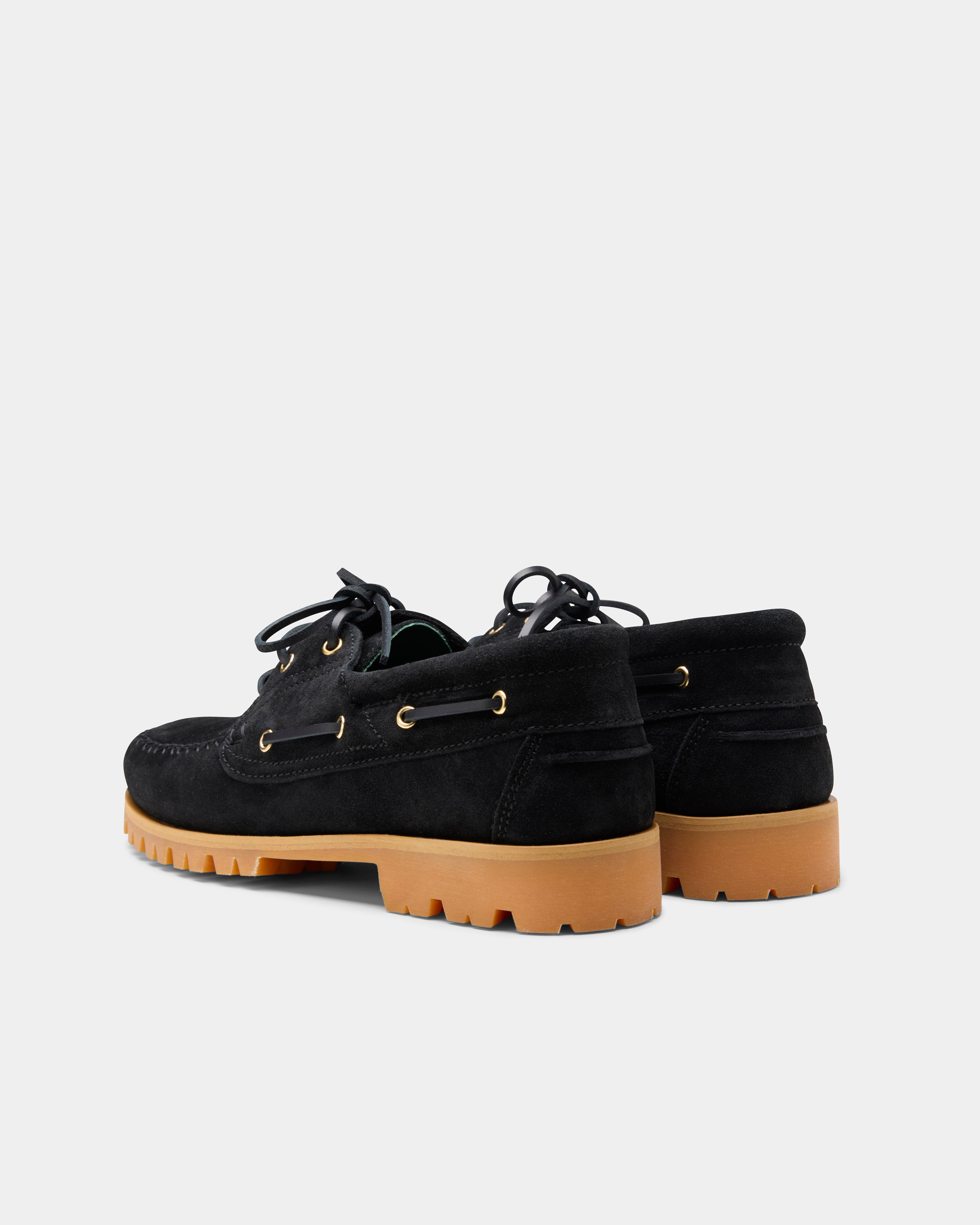 Aztec boat shoe in black suede 