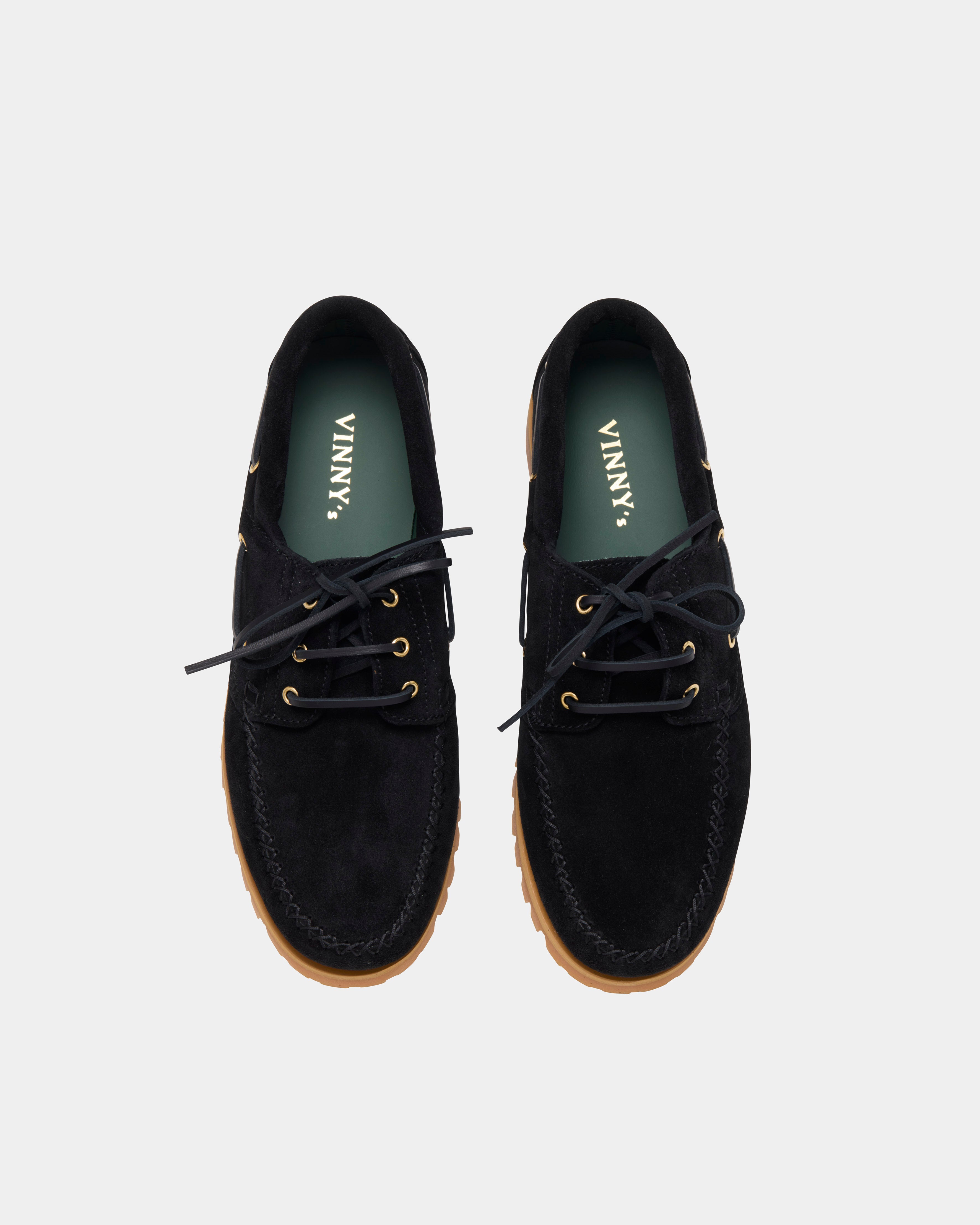 Aztec boat shoe in black suede 