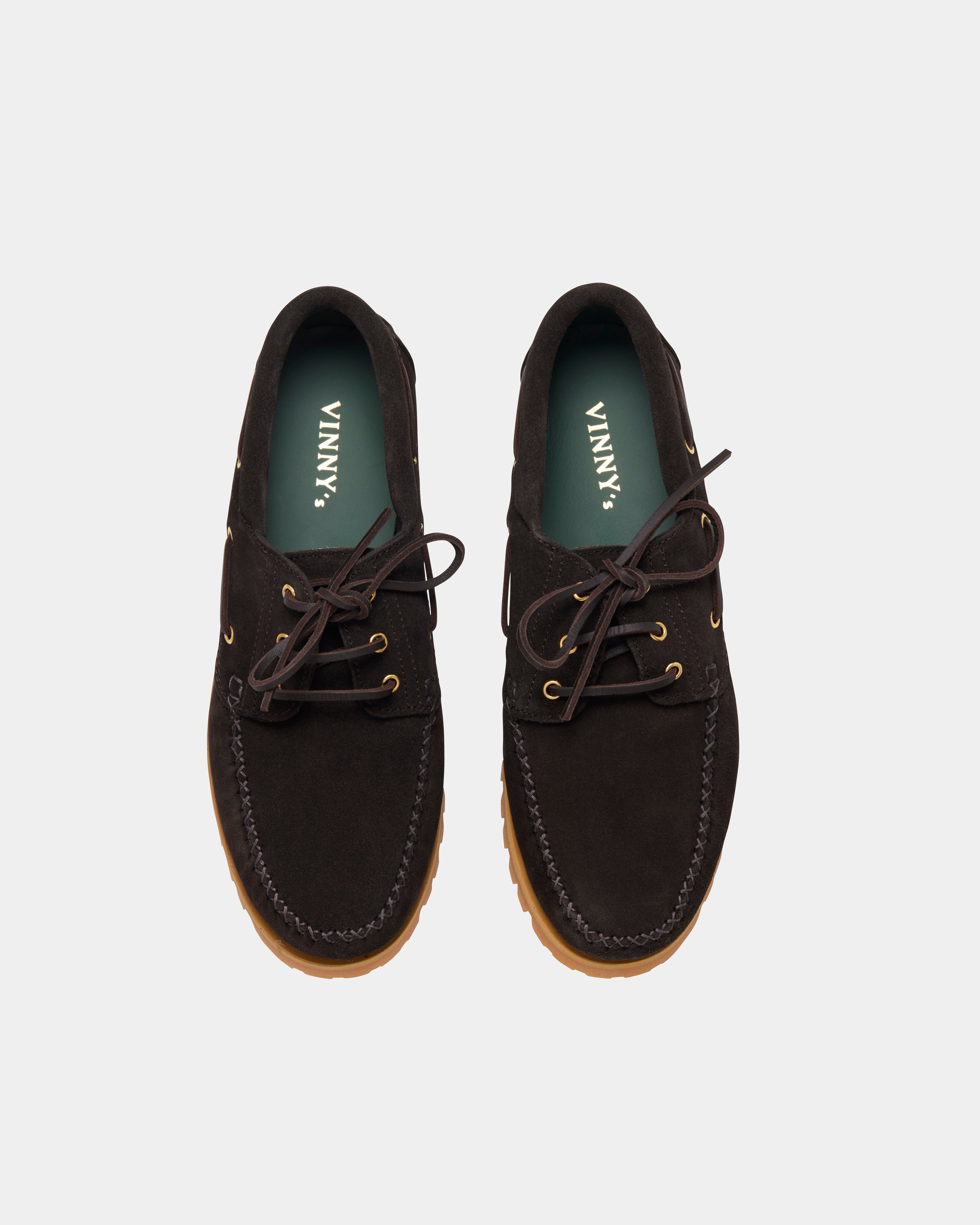 Aztec boat shoe in dark brown suede