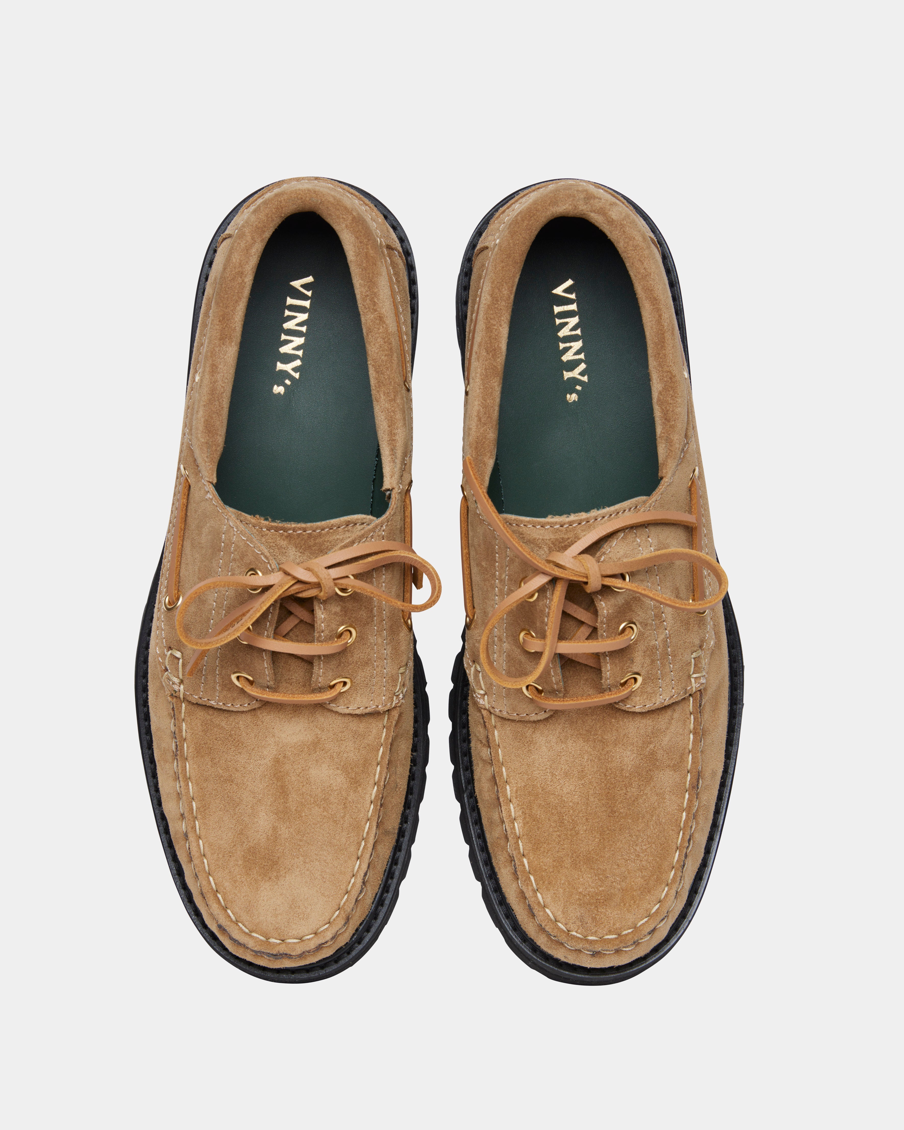 men's boat shoe in sand