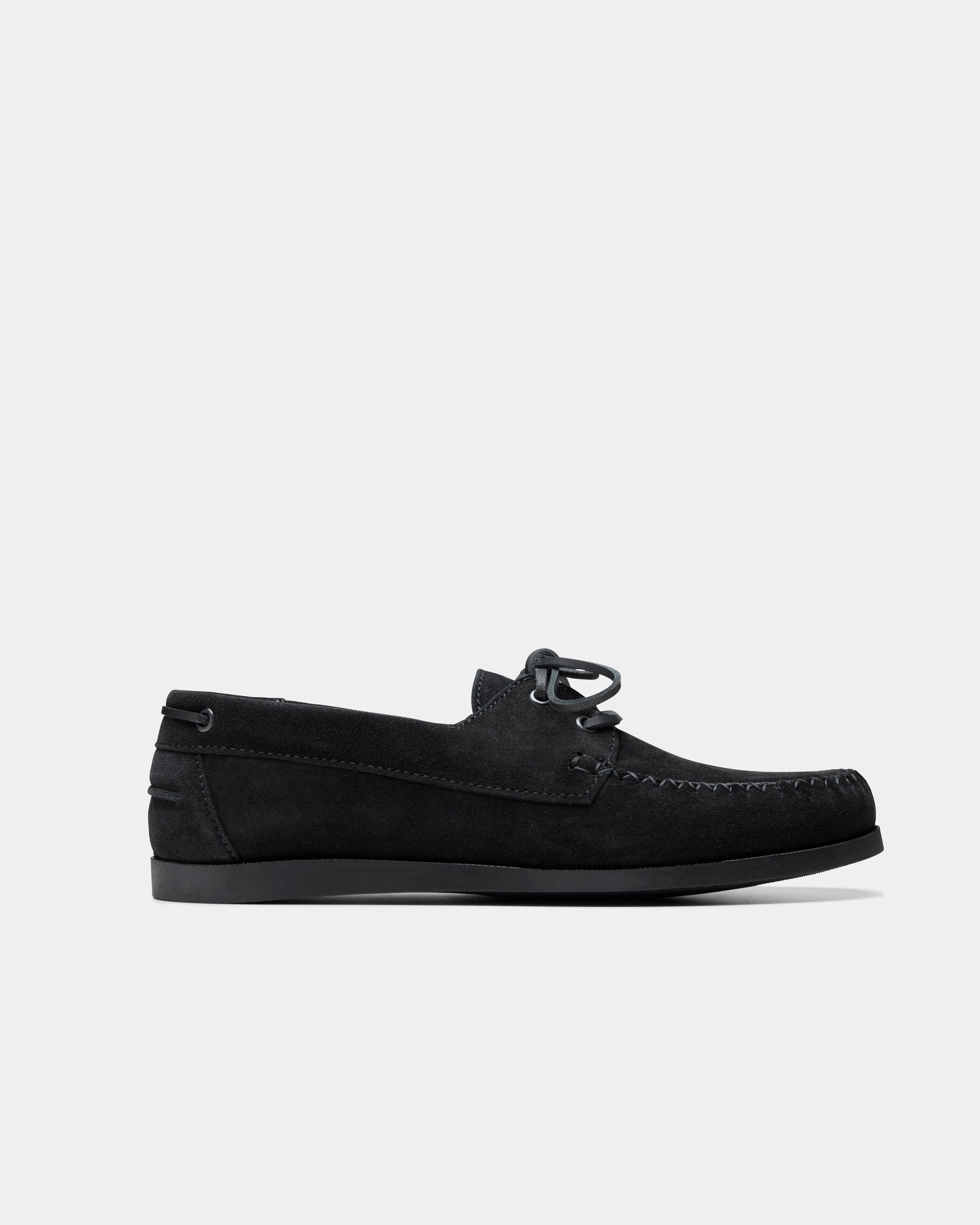 men's boatman in black suede