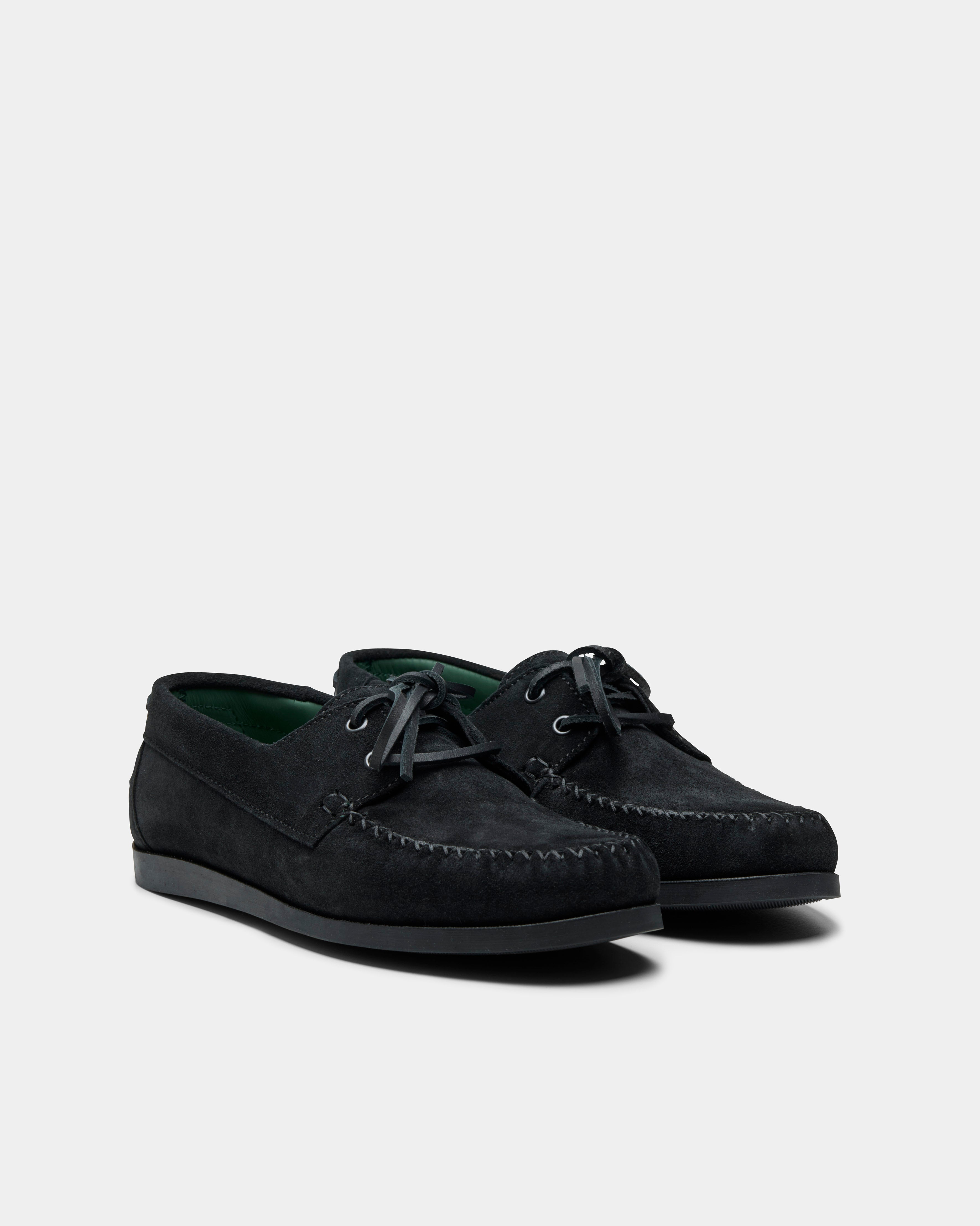 men's boatman in black suede