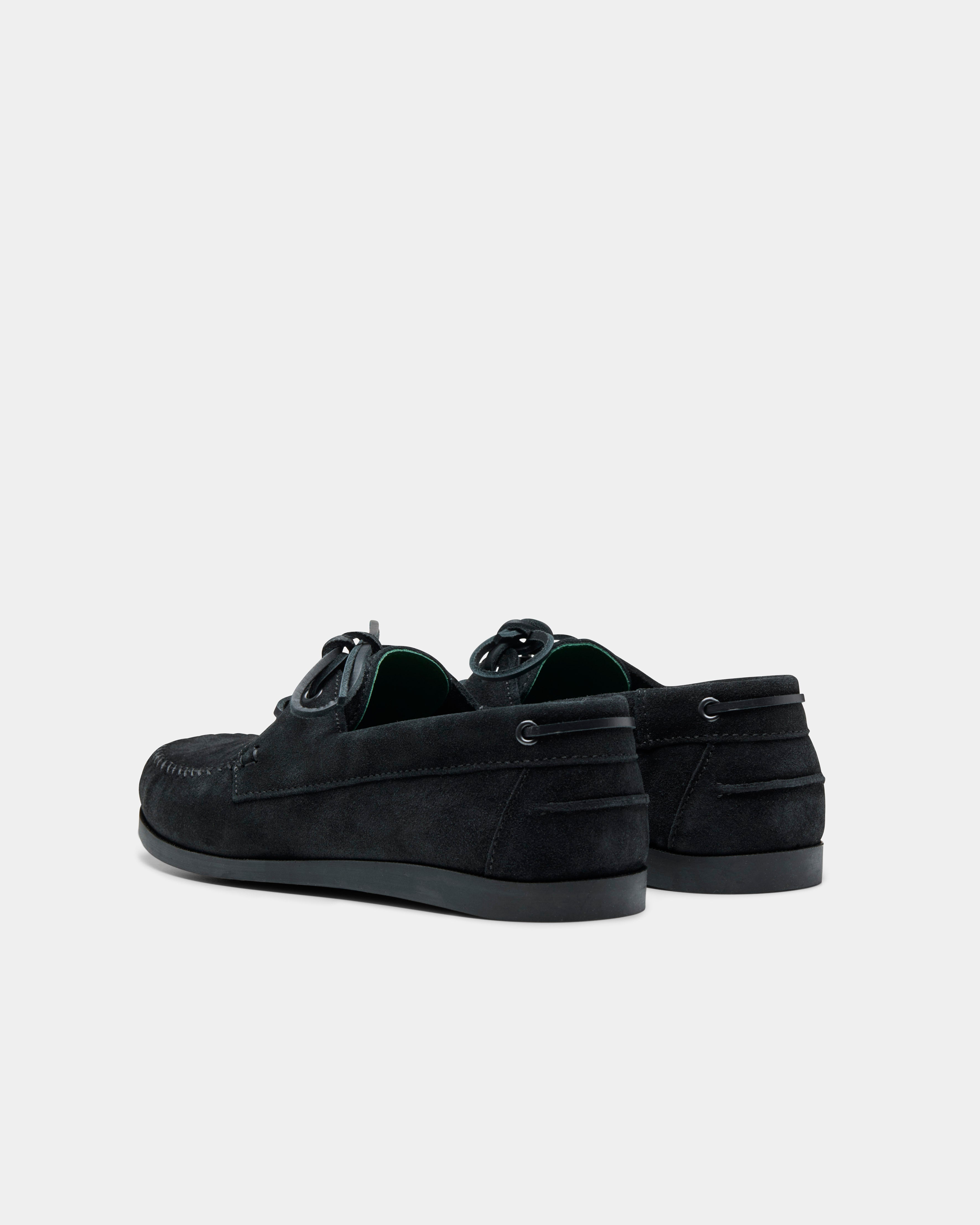 men's boatman in black suede