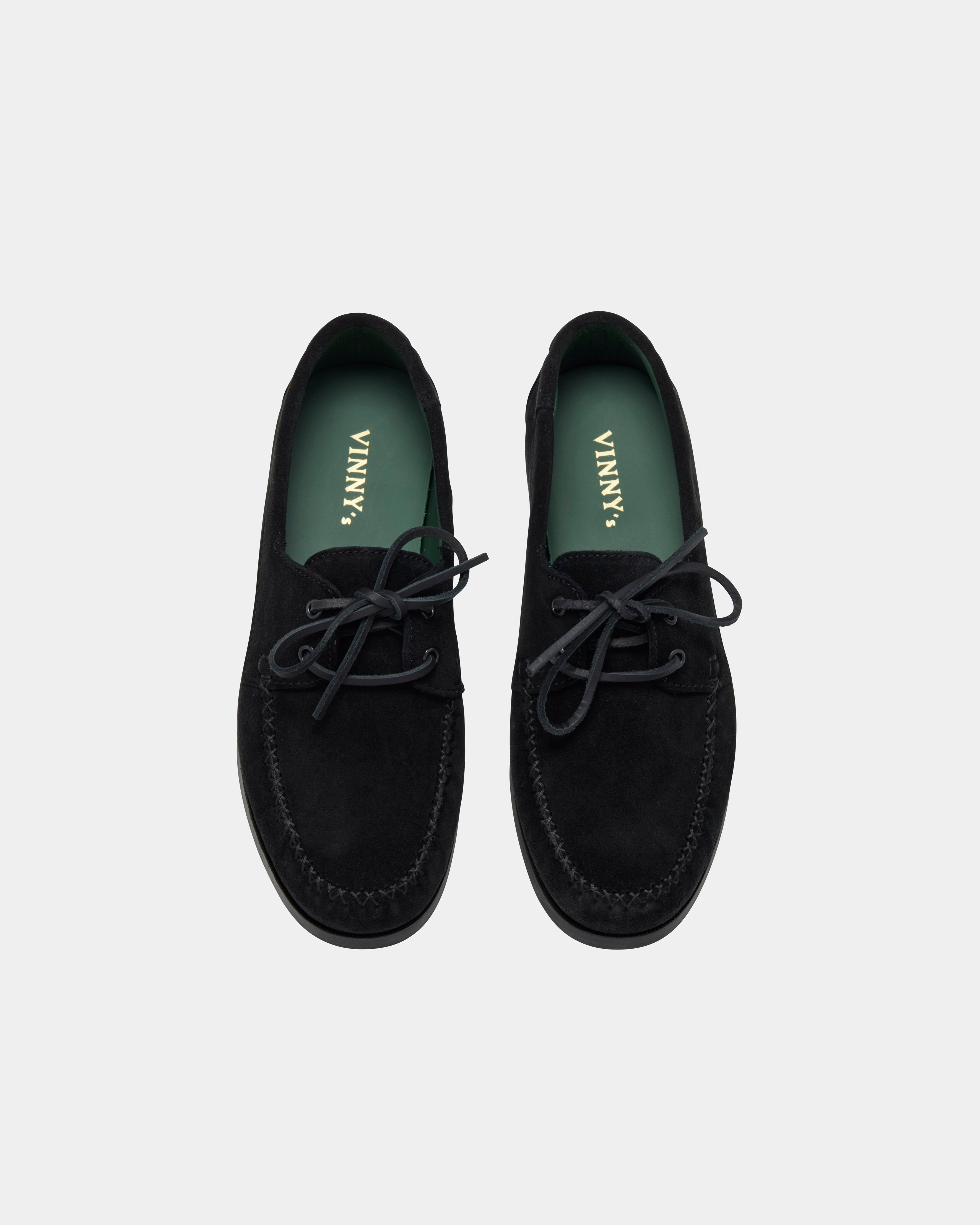 men's boatman in black suede