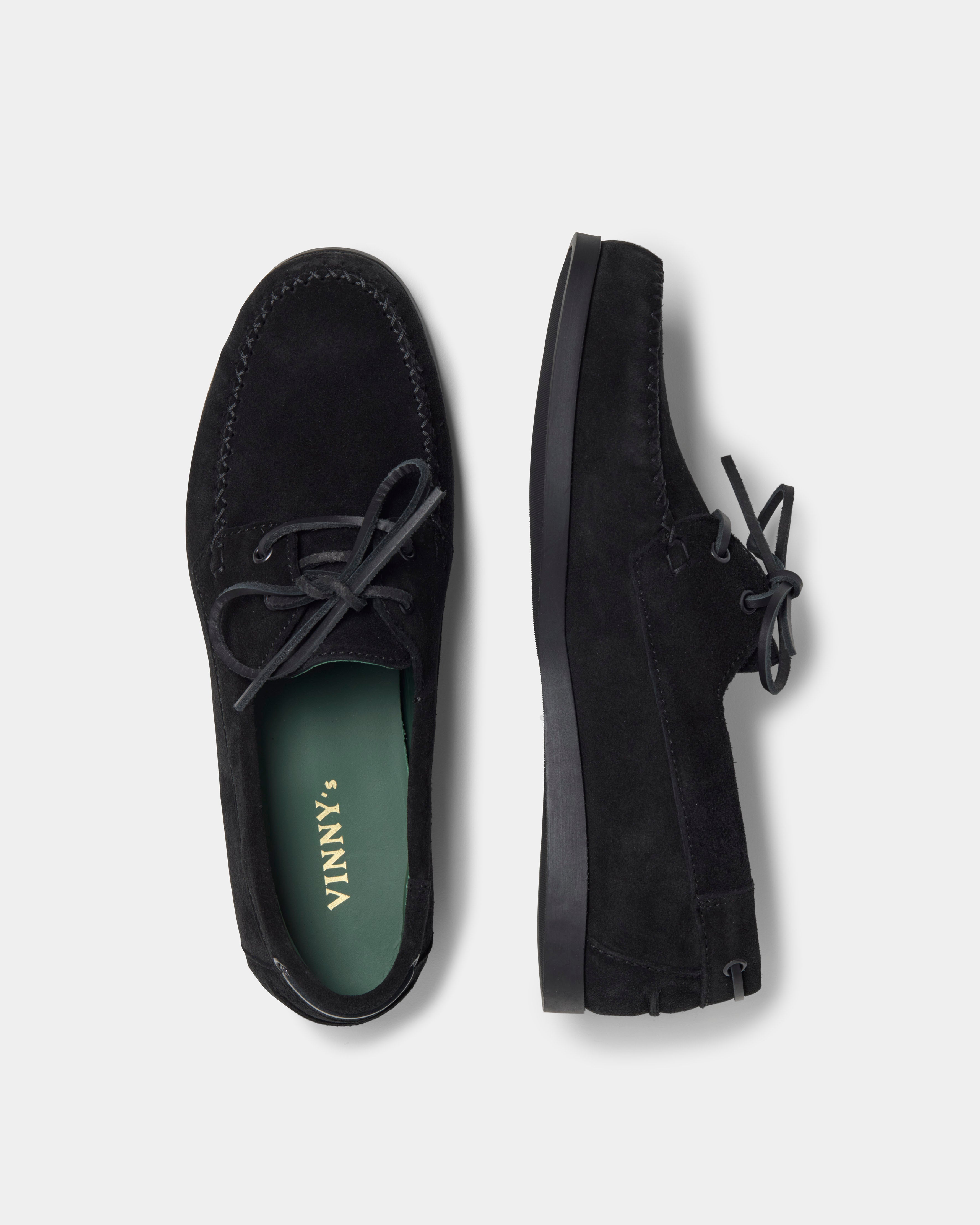 men's boatman in black suede