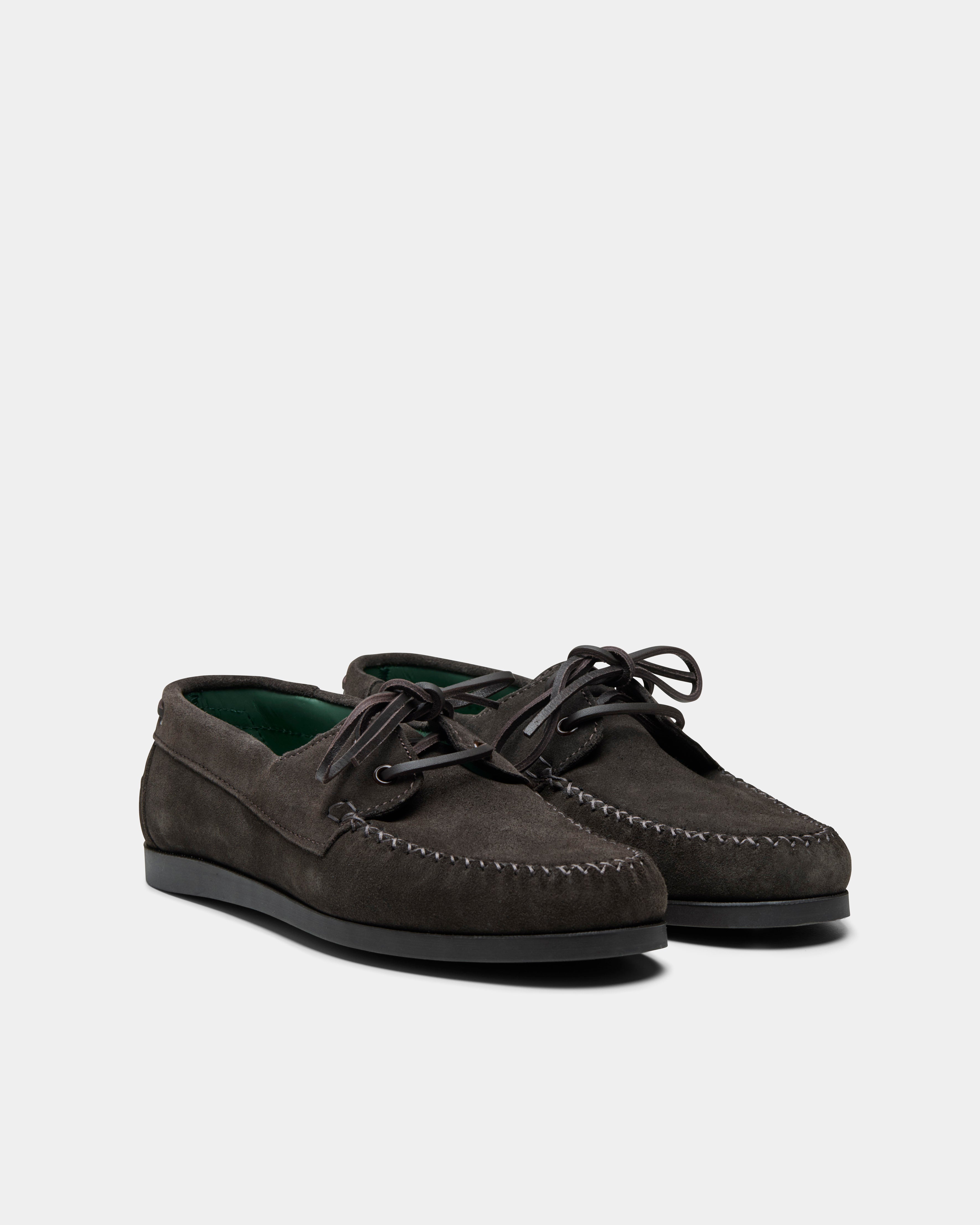 men's boatman in brown suede