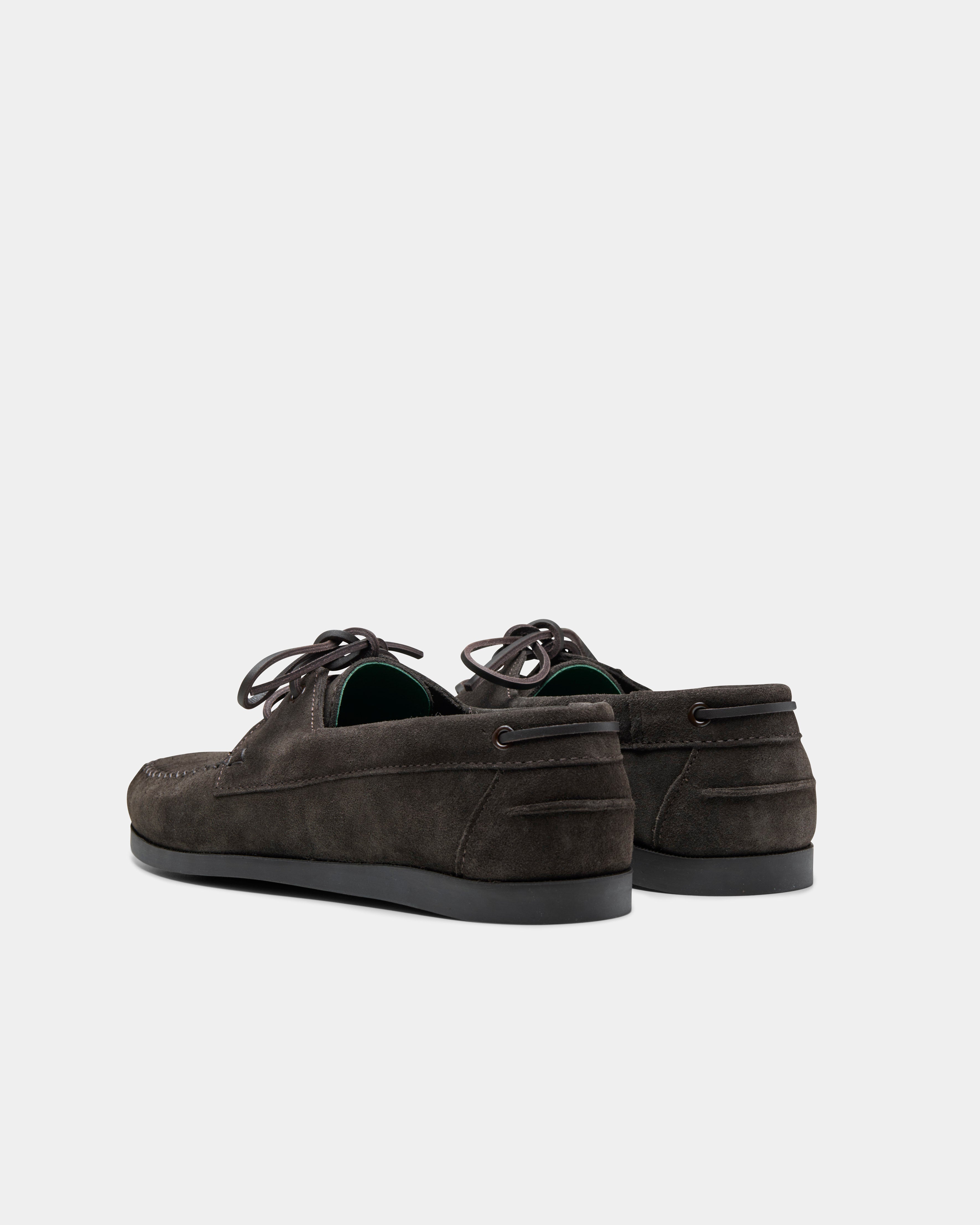 men's boatman in brown suede