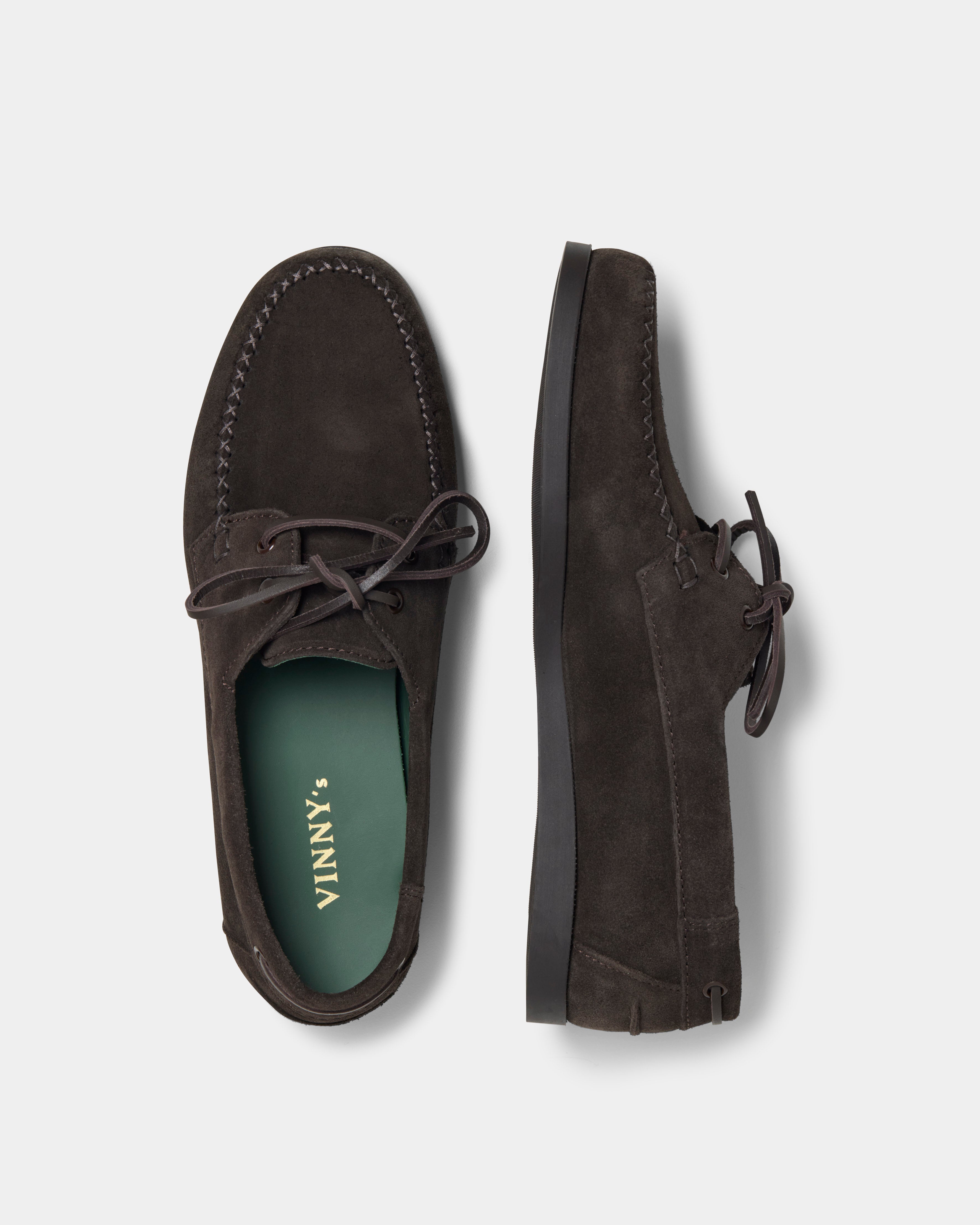 men's boatman in brown suede