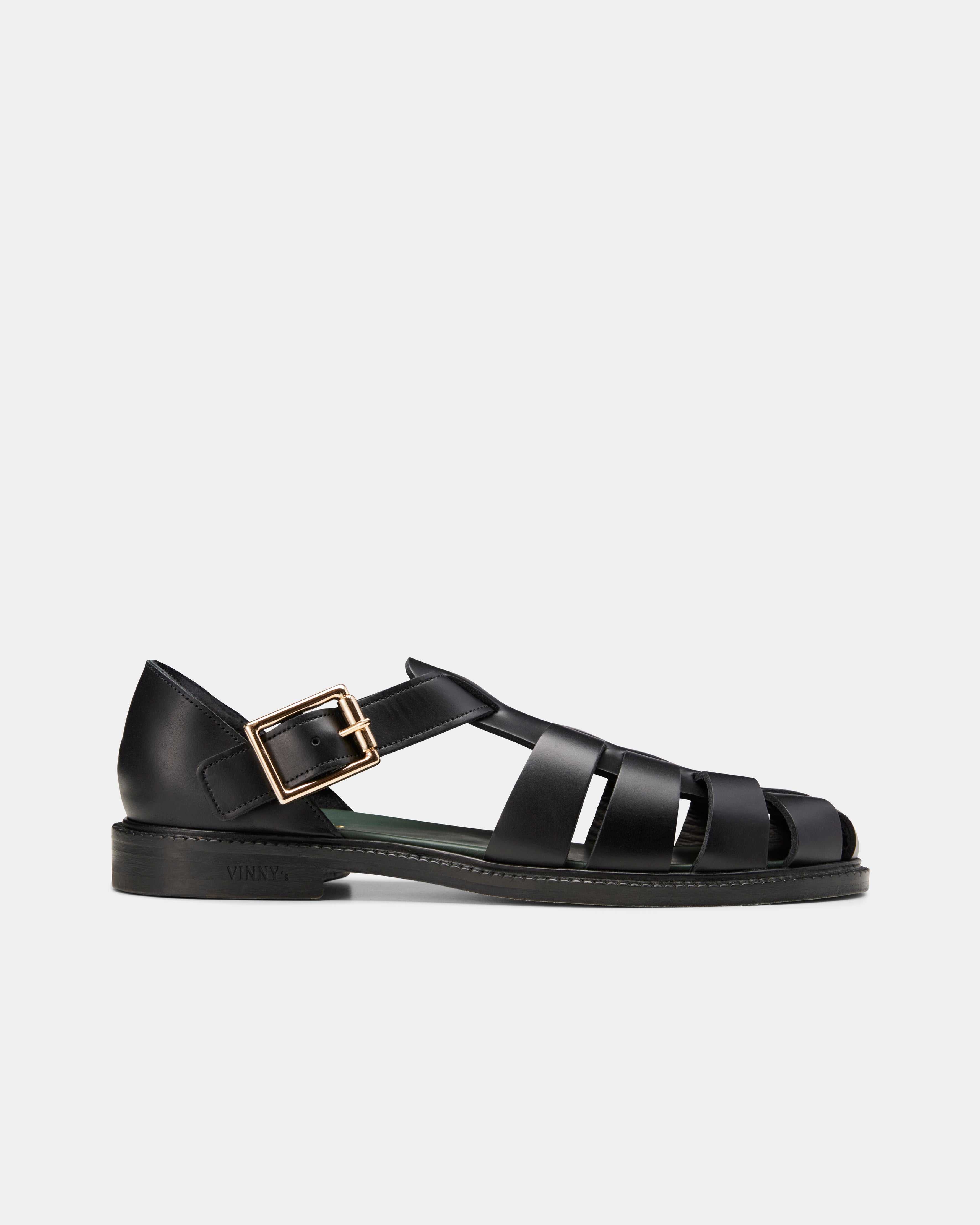 Men's sandal - FISHERMAN SANDAL in black polido - VINNY's