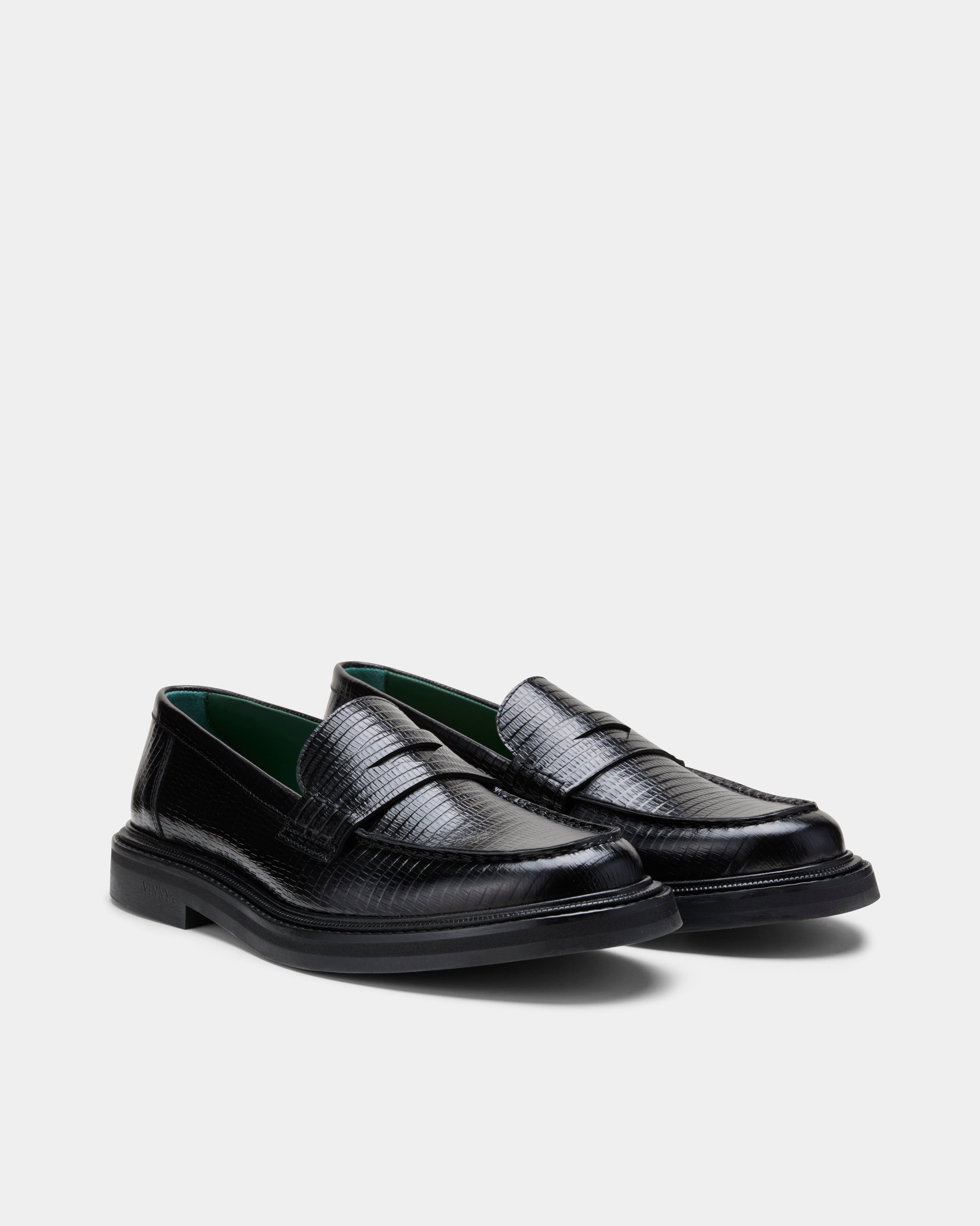 vinne loafer in black lizzard pattern