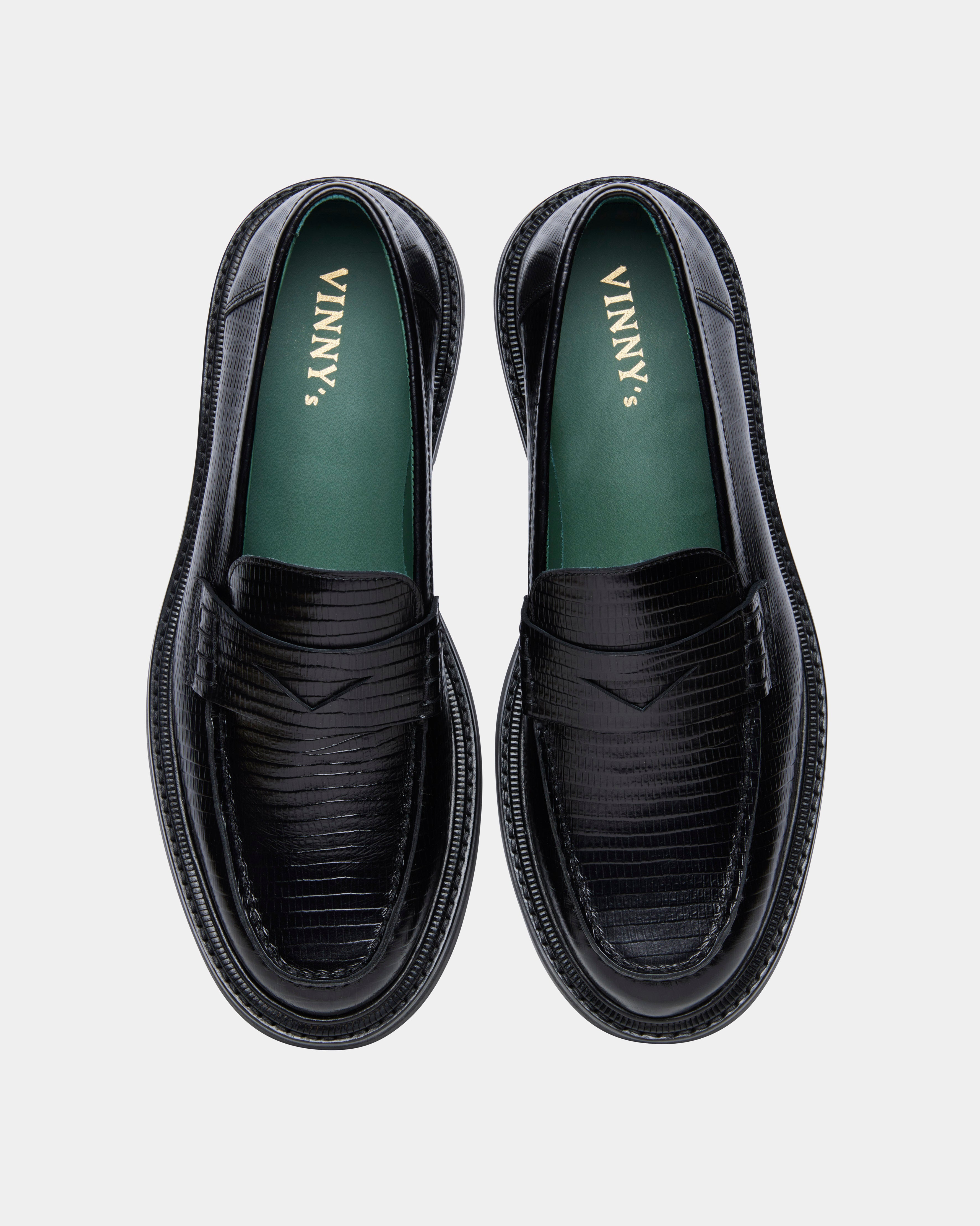 vinne loafer in black lizzard pattern