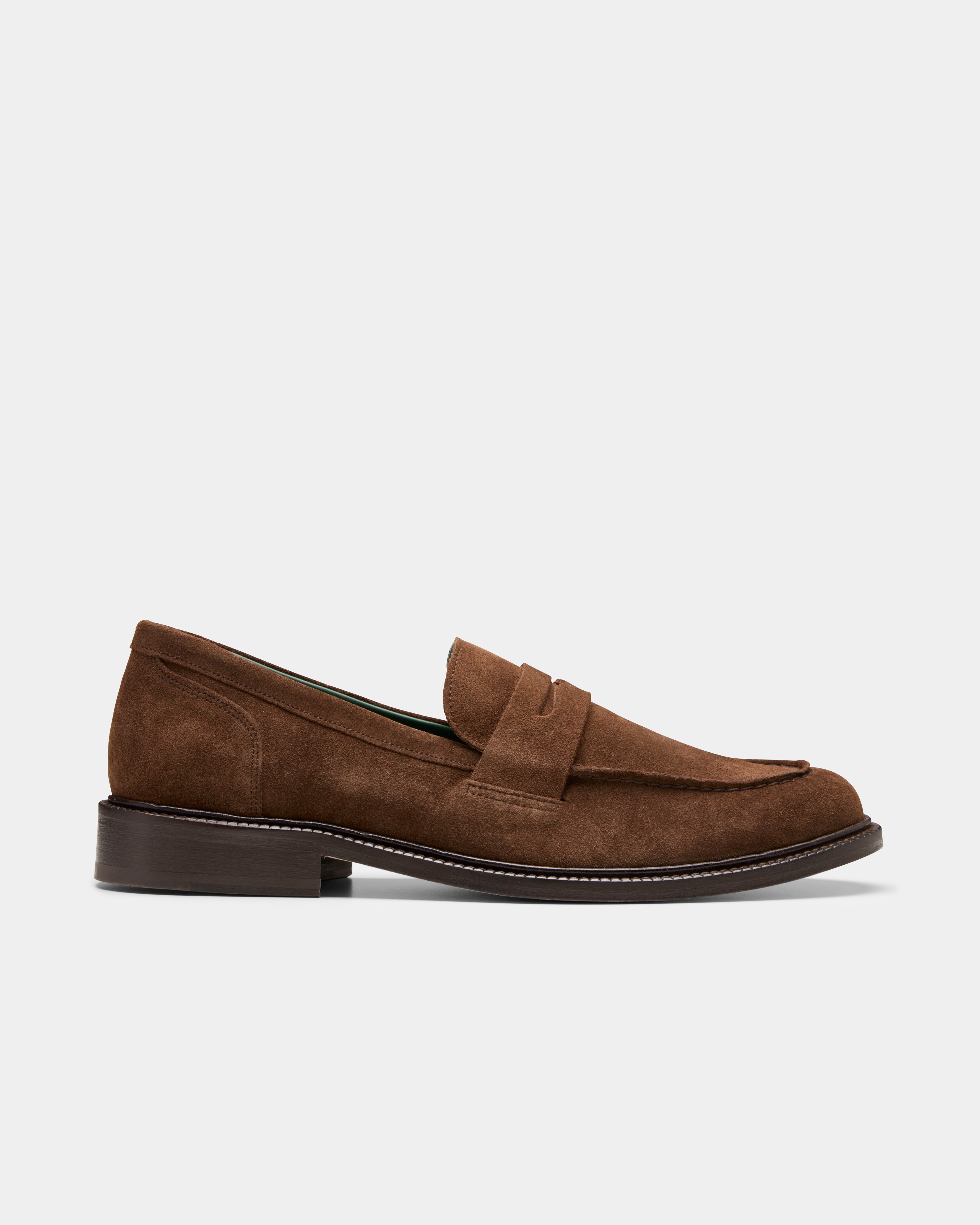 Townee Penny Loafer Brown Suede from the side