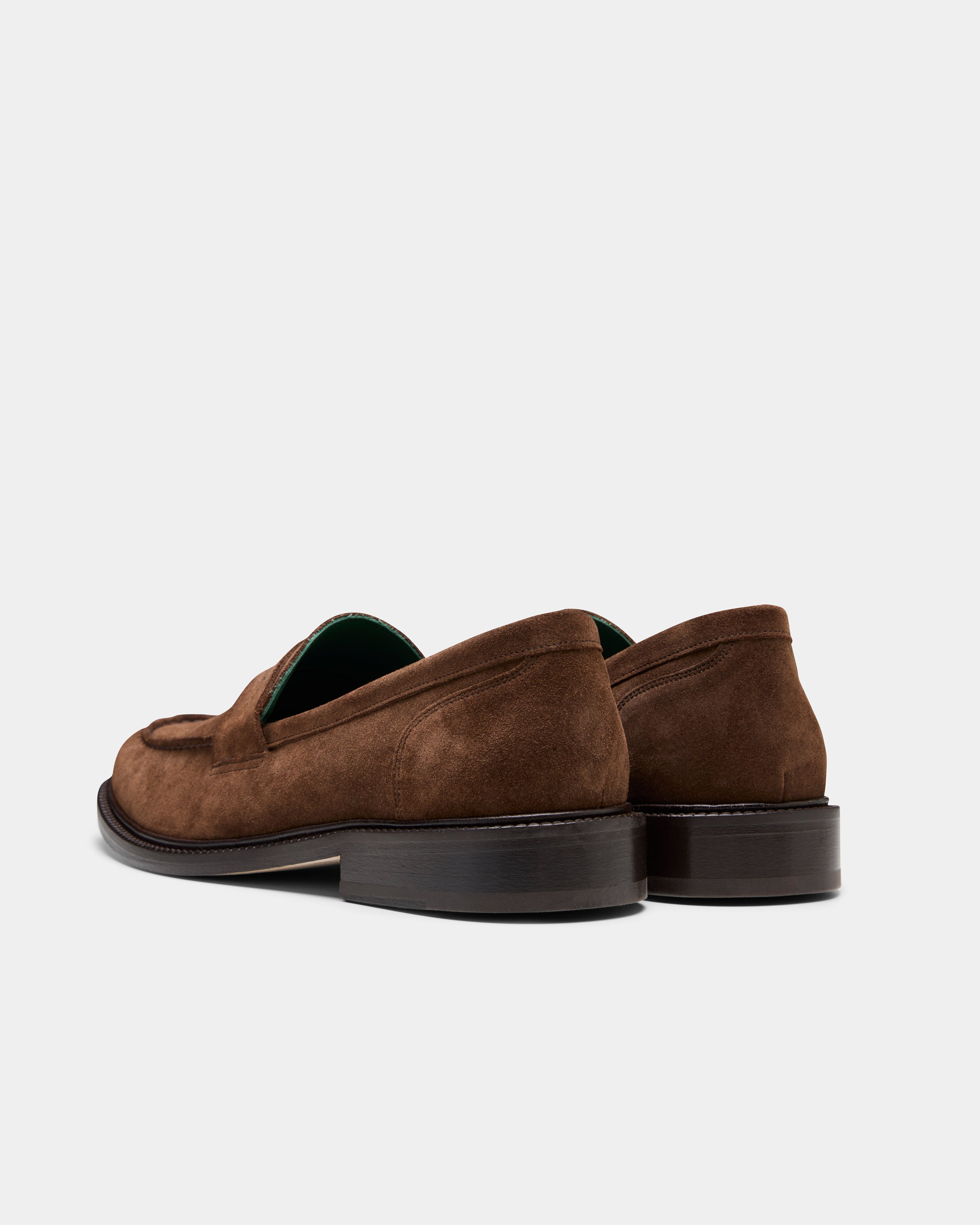 Townee Penny Loafer Brown Suede from the back