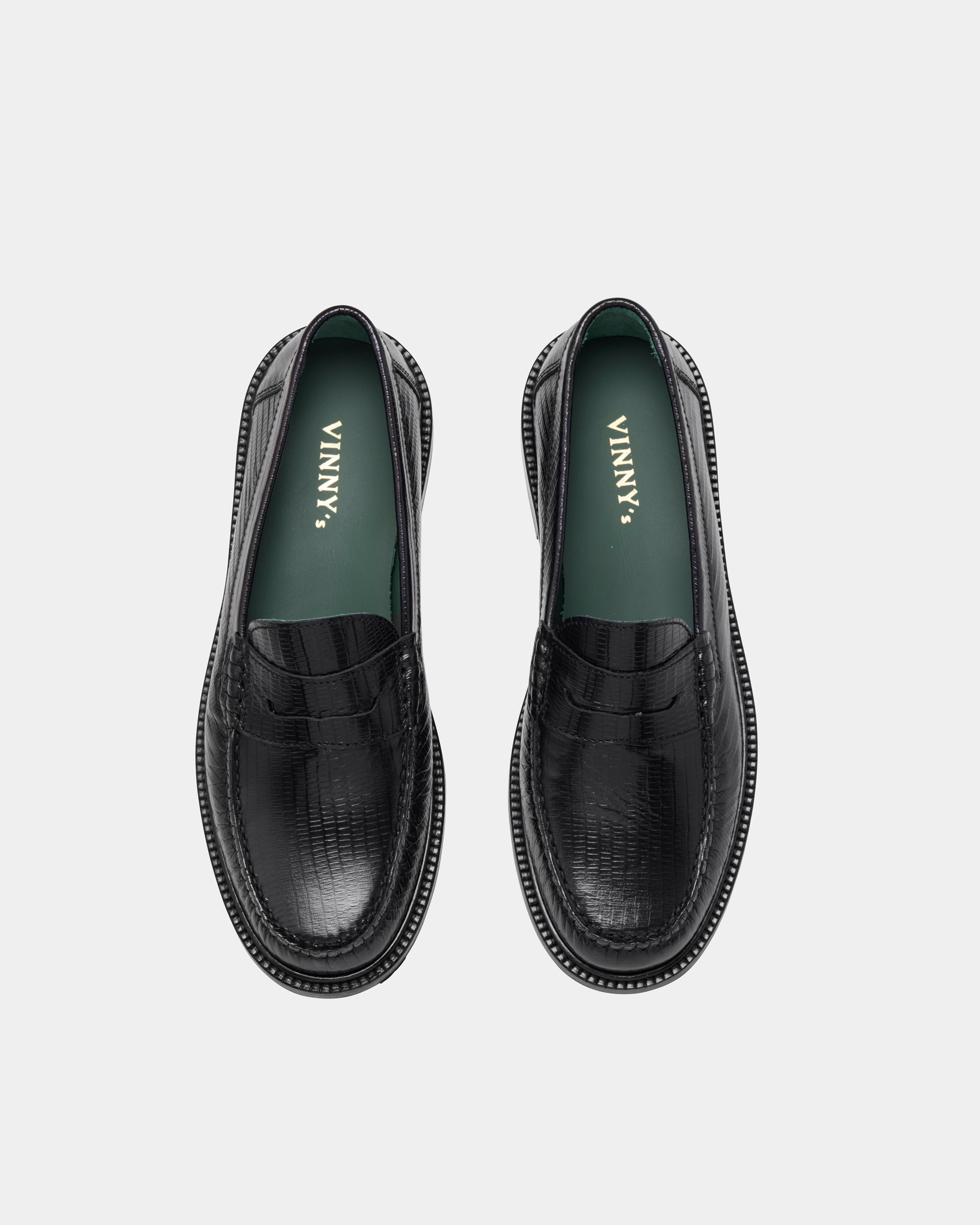 Yardee loafer in black lizard